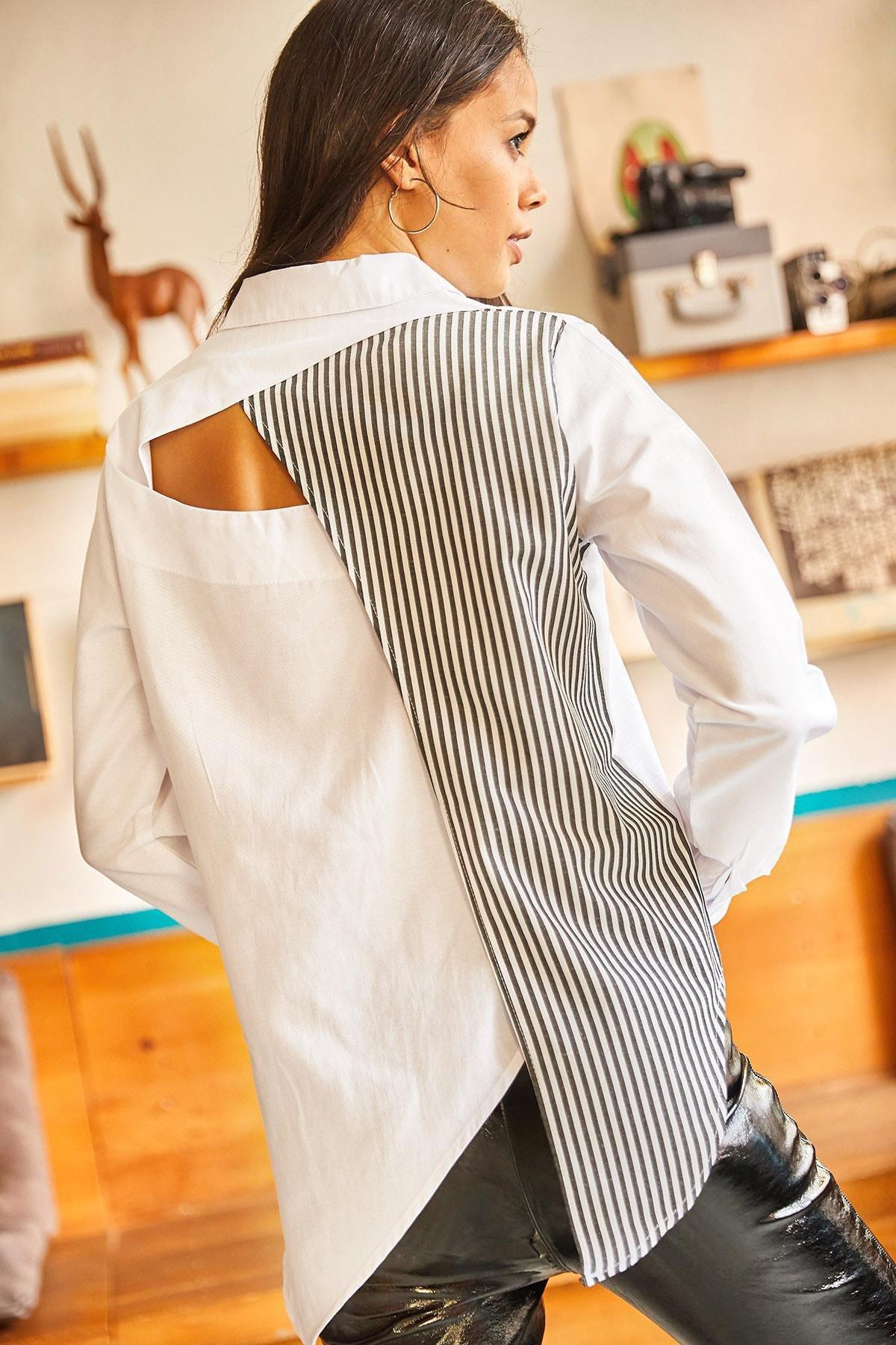 White Patterned Sambre Oversized Shirt, , large image number 0