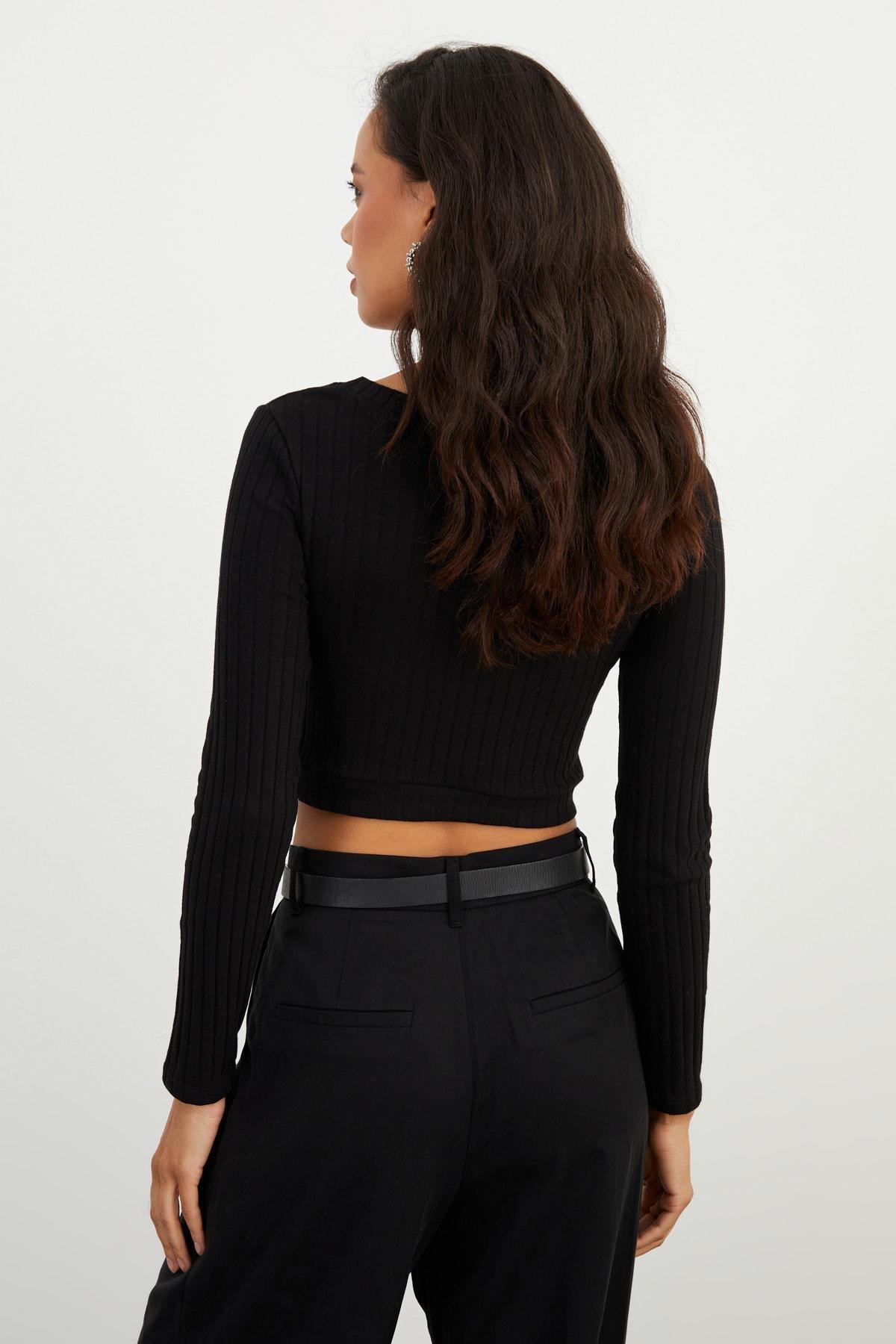 Black Slim Blouse, BLACK, large image number 0
