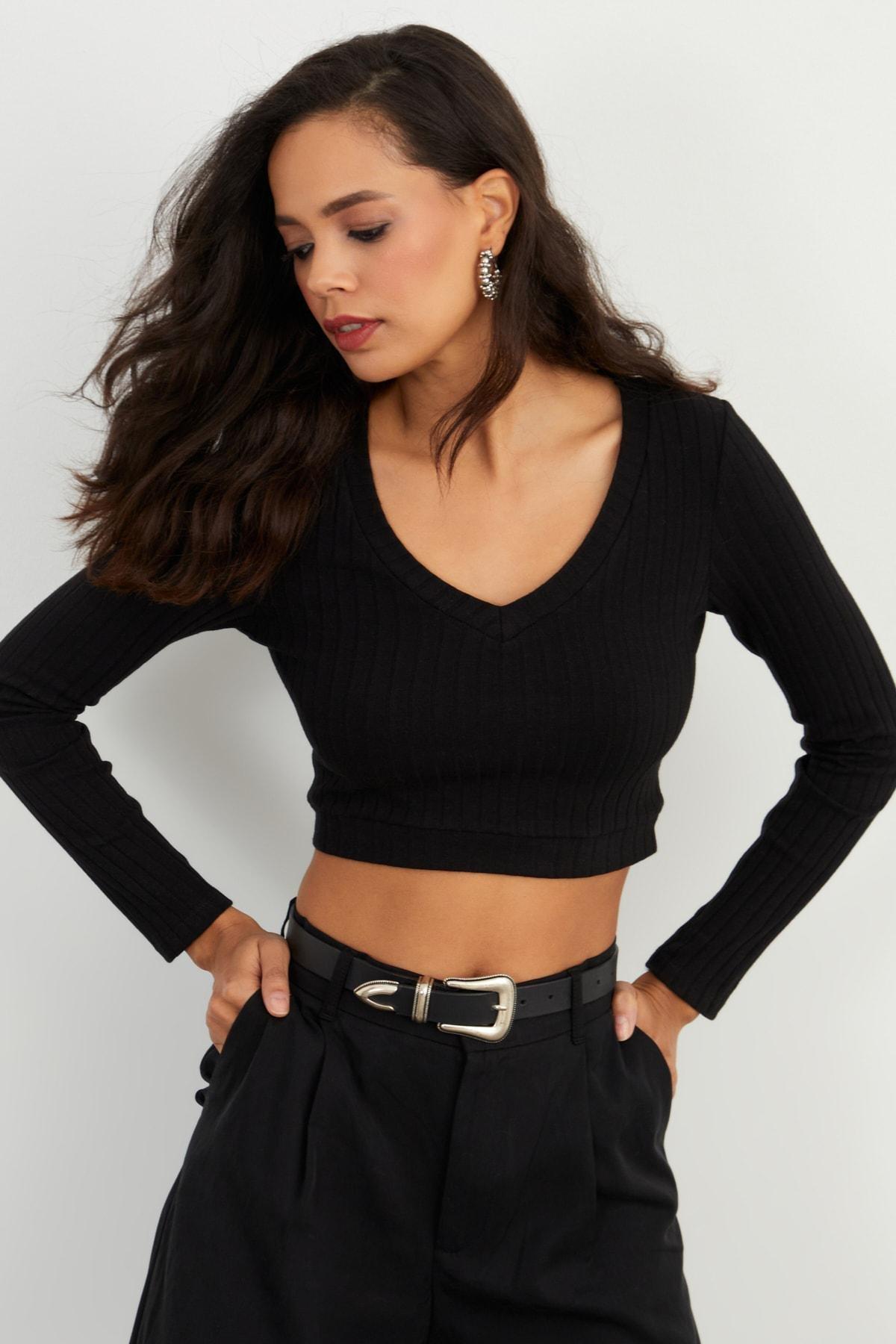 Black Slim Blouse, BLACK, large image number 4