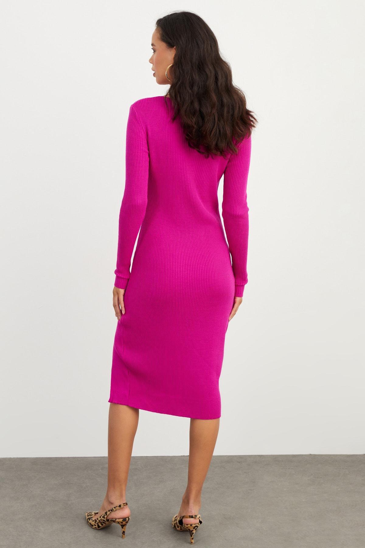 Pink Basic Dress, Fuchsia, large image number 3