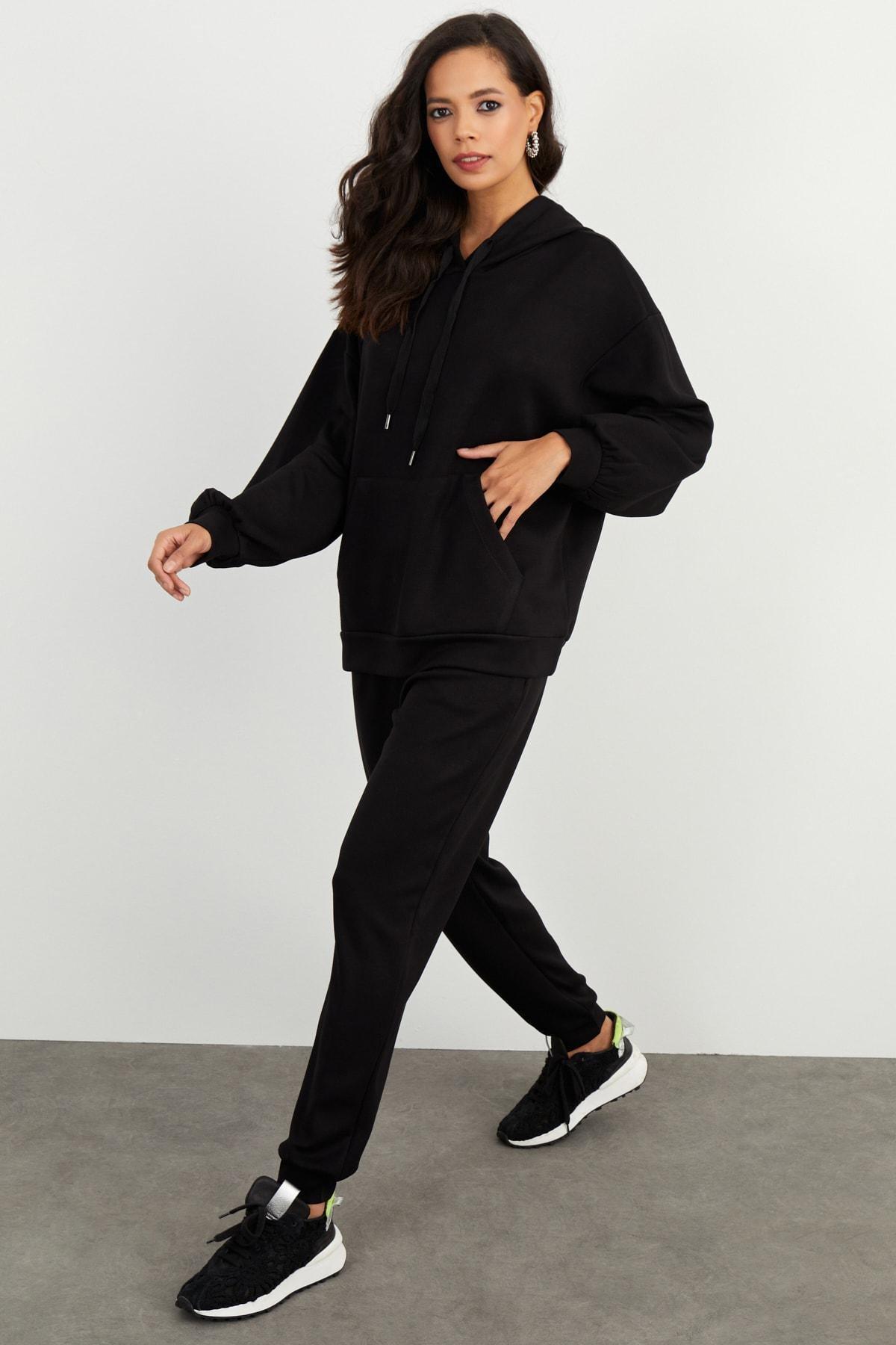 Black Hooded Co-Ord Set, , large image number 0