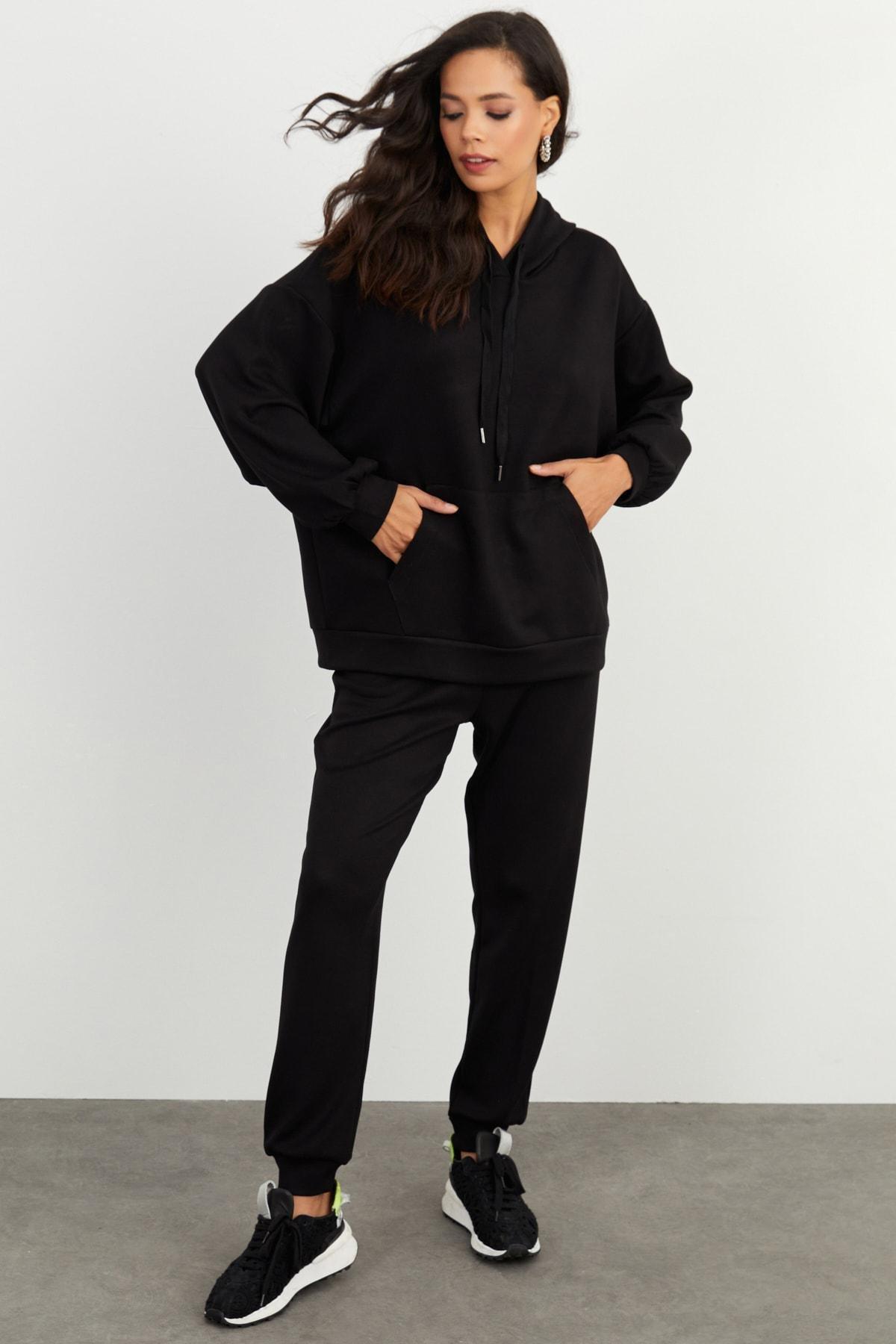 Black Hooded Co-Ord Set, , large image number 1