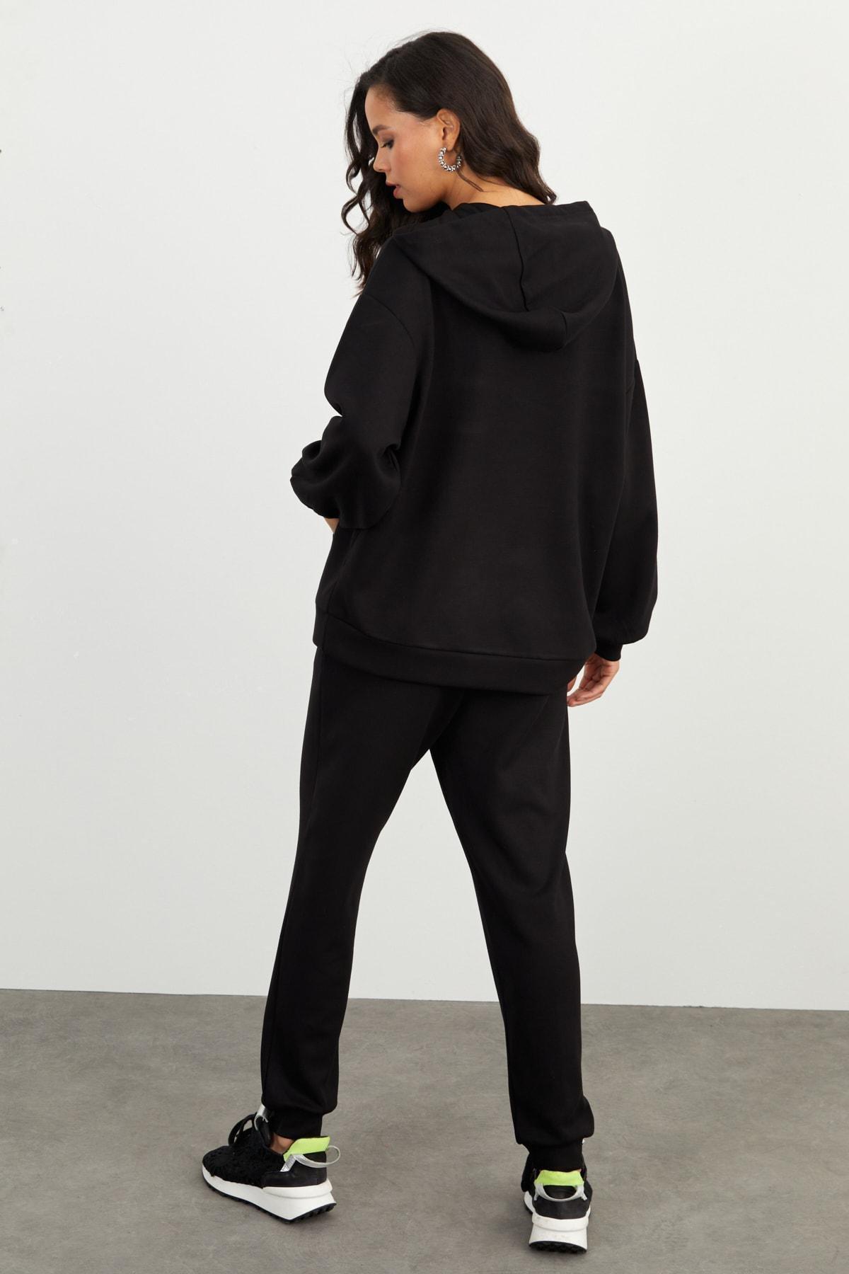 Black Hooded Co-Ord Set, , large image number 4