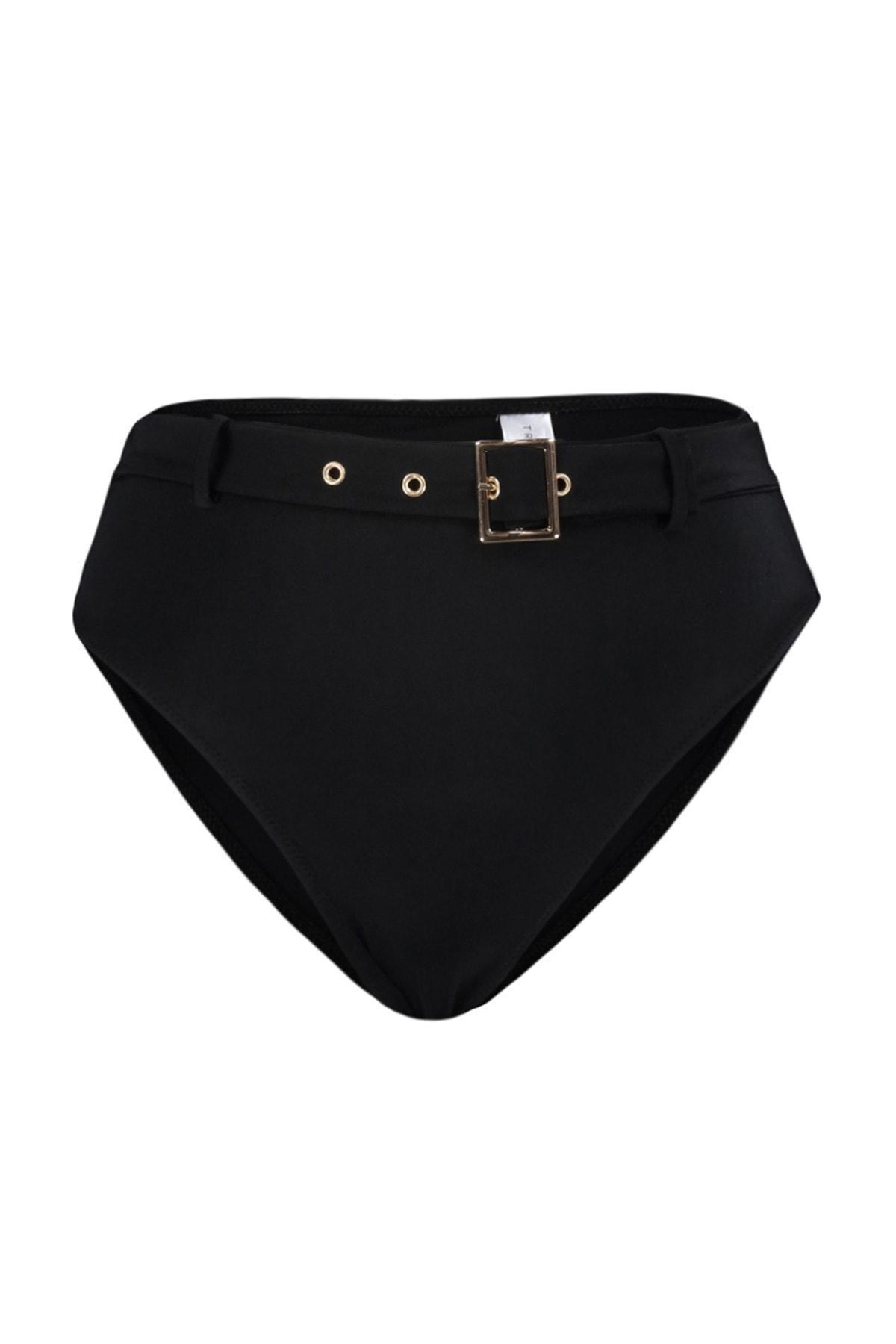 Black High Waist Belted Bikini Bottom, , large image number 5