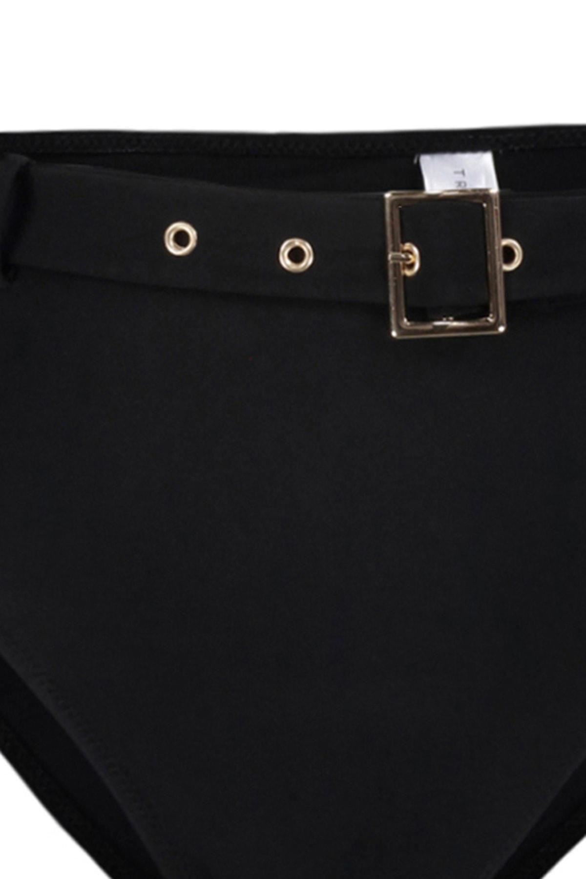 Black High Waist Belted Bikini Bottom, , large image number 6