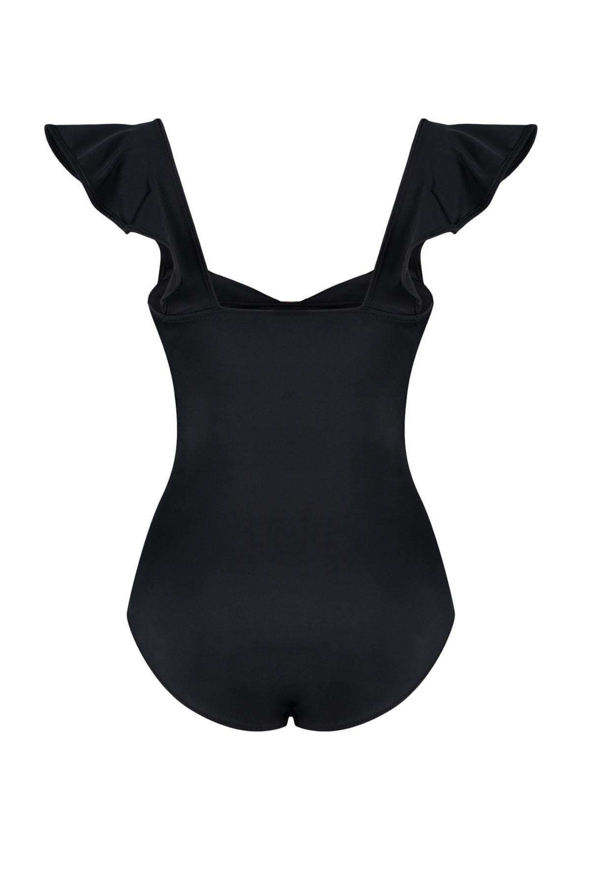 Black Plain Plus Size Swimsuit, , large image number 6