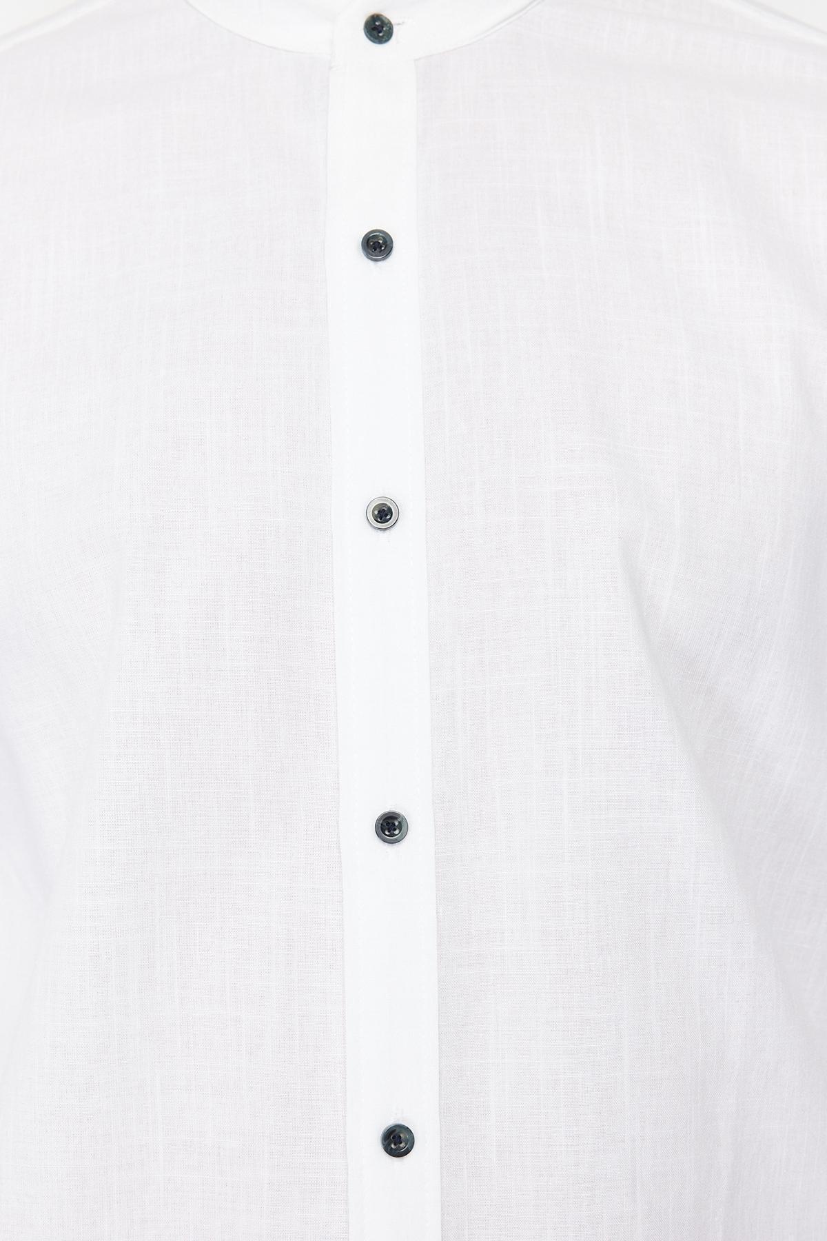 Trendyol - White Slim Mandarin Collar Shirt