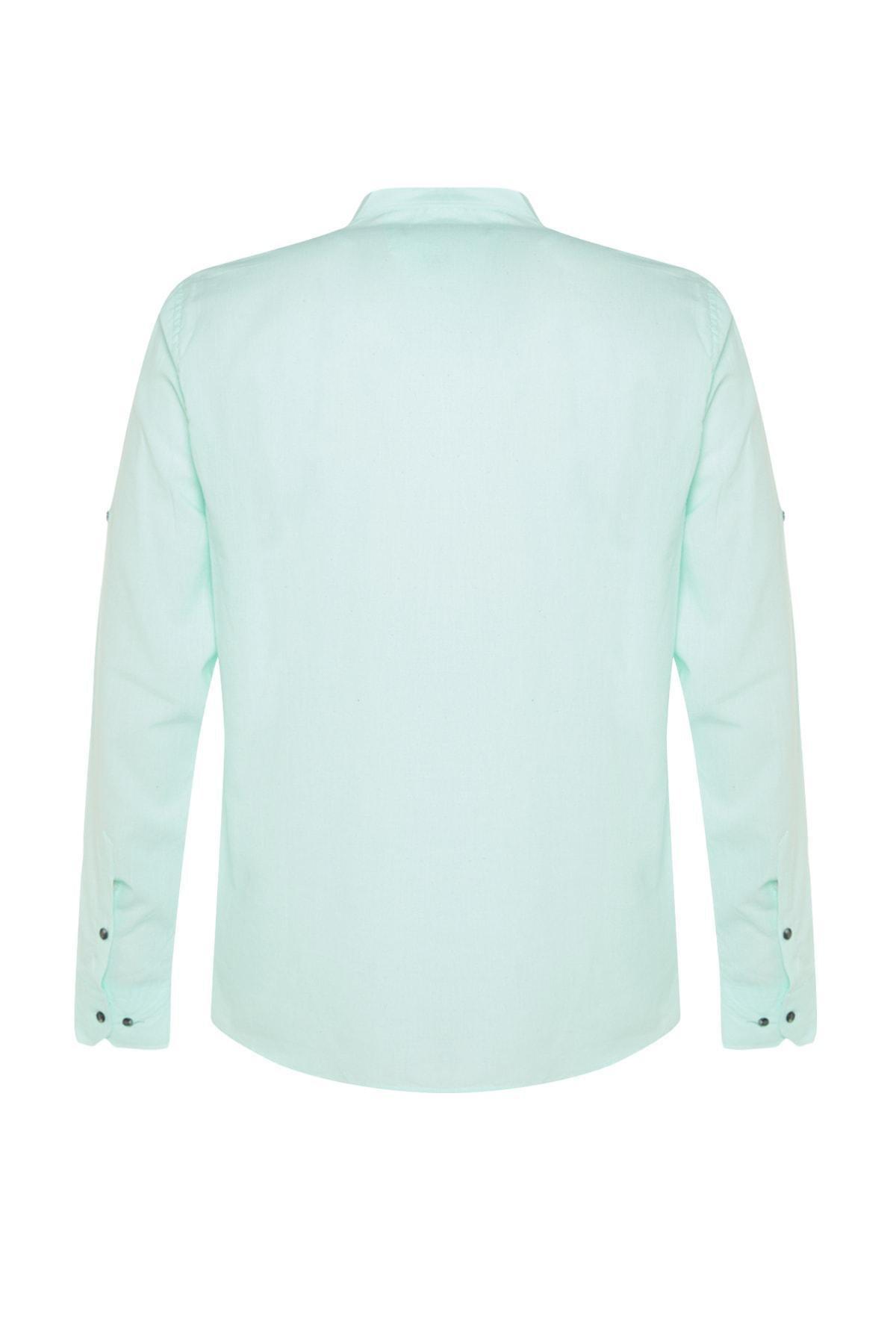 Trendyol - Green Slim Mandarin Collar Shirt