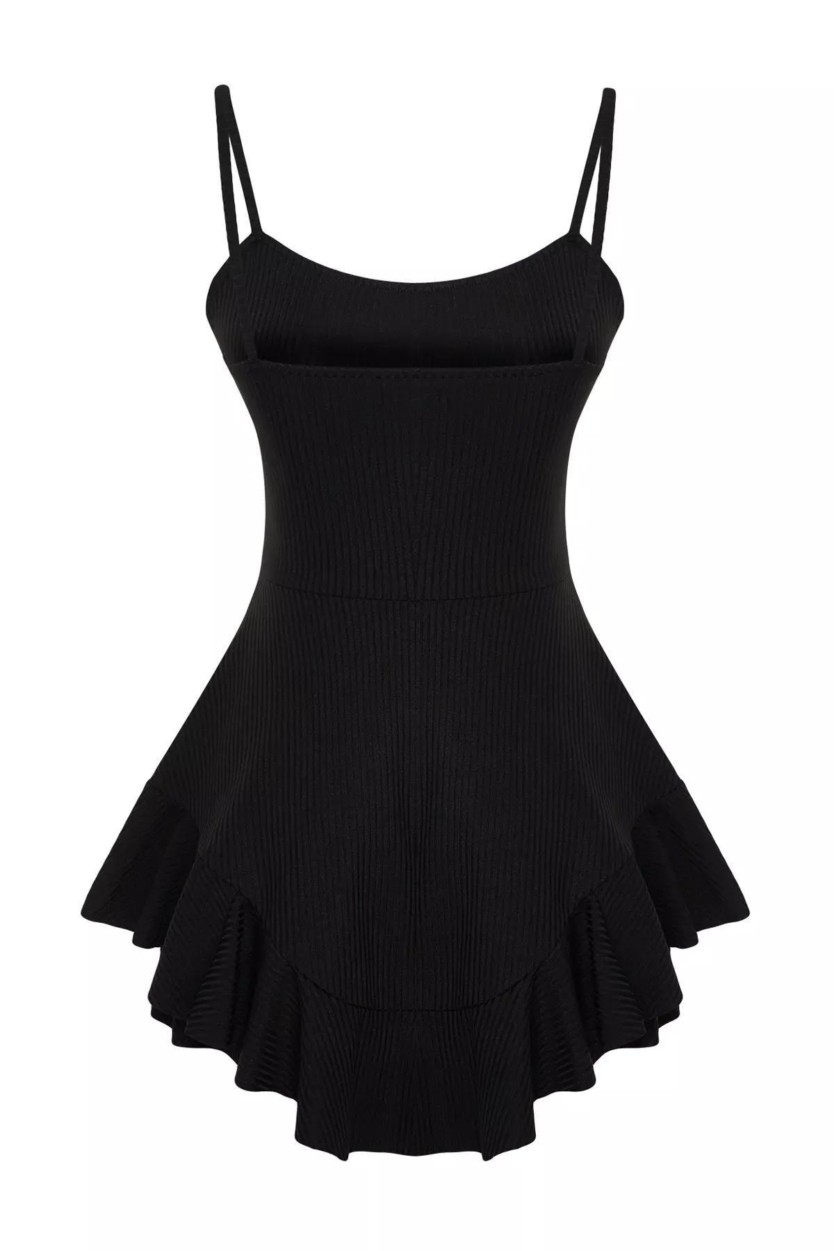 Black Strap Flounce Mini Jumpsuit with Shorts, C101_2094, large image number 7