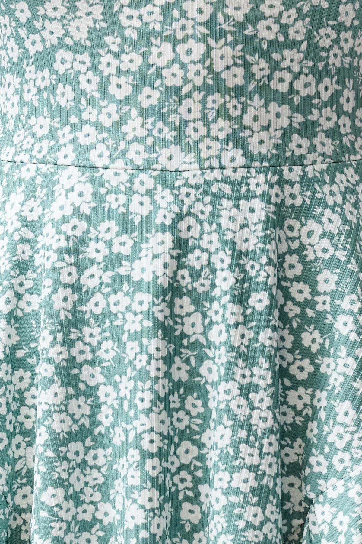 Mint Floral Printed Mini Jumpsuit with Strappy Flounce Shorts TWOSS23TU00044, , large image number 2