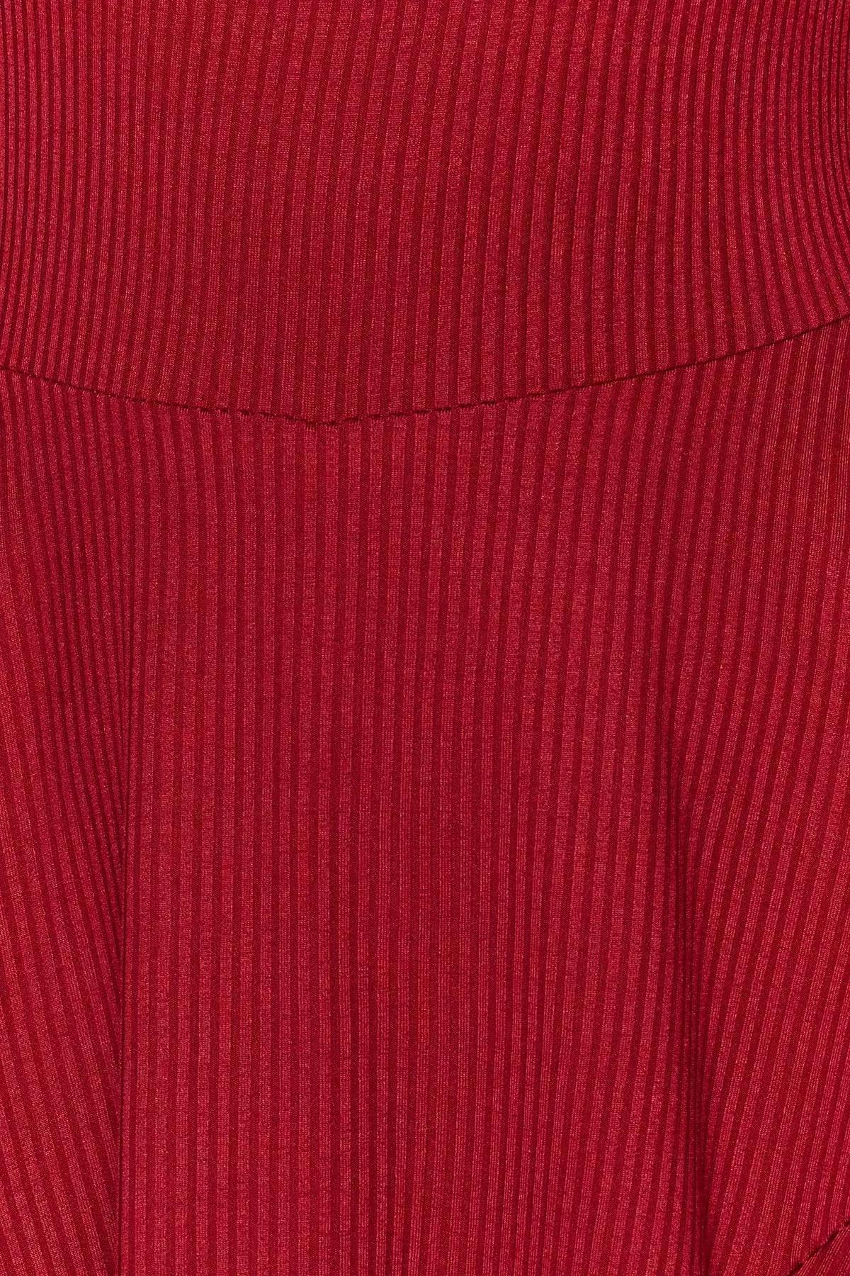 أفرول قصير مُحاك واسع من الأسفل، أحمر, Red, large image number 3