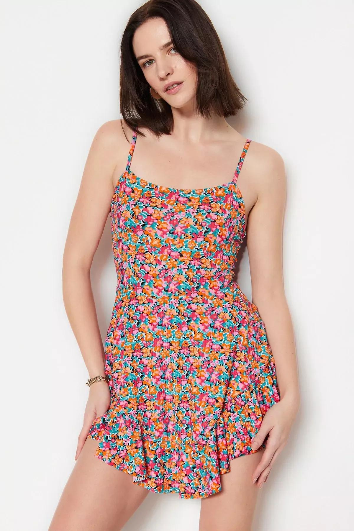 Multicolour Square Collar Jumpsuit, Multicolor, medium