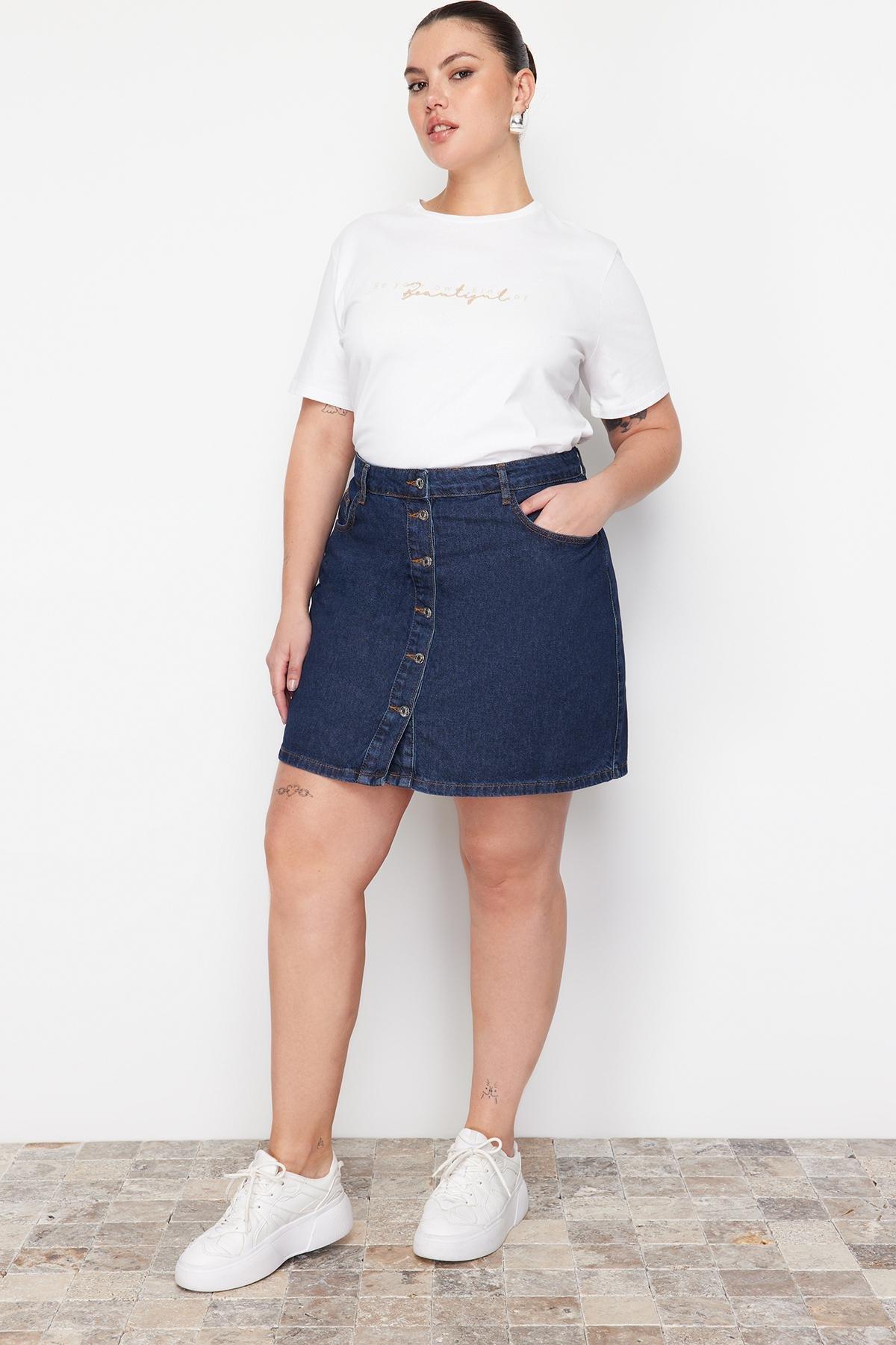 Trendyol - Blue A-Line Mini Plus Size Skirt