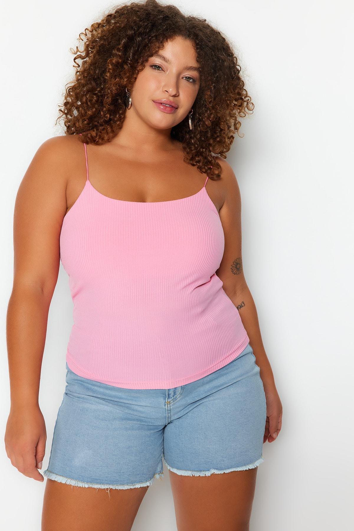 Pink Scoop Neck Plus Size Blouse, , large image number 2