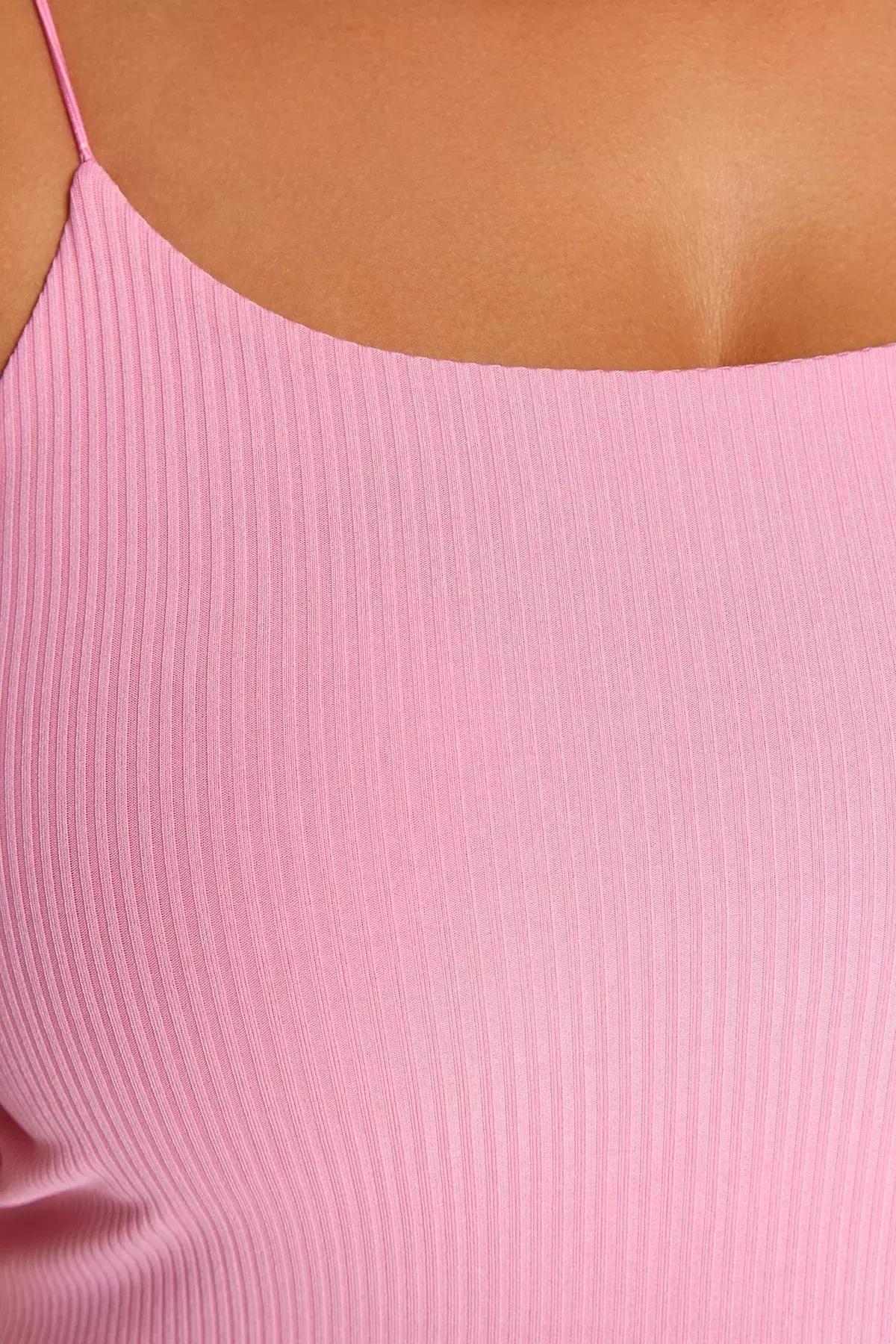 Pink Scoop Neck Plus Size Blouse, Pink, large image number 4
