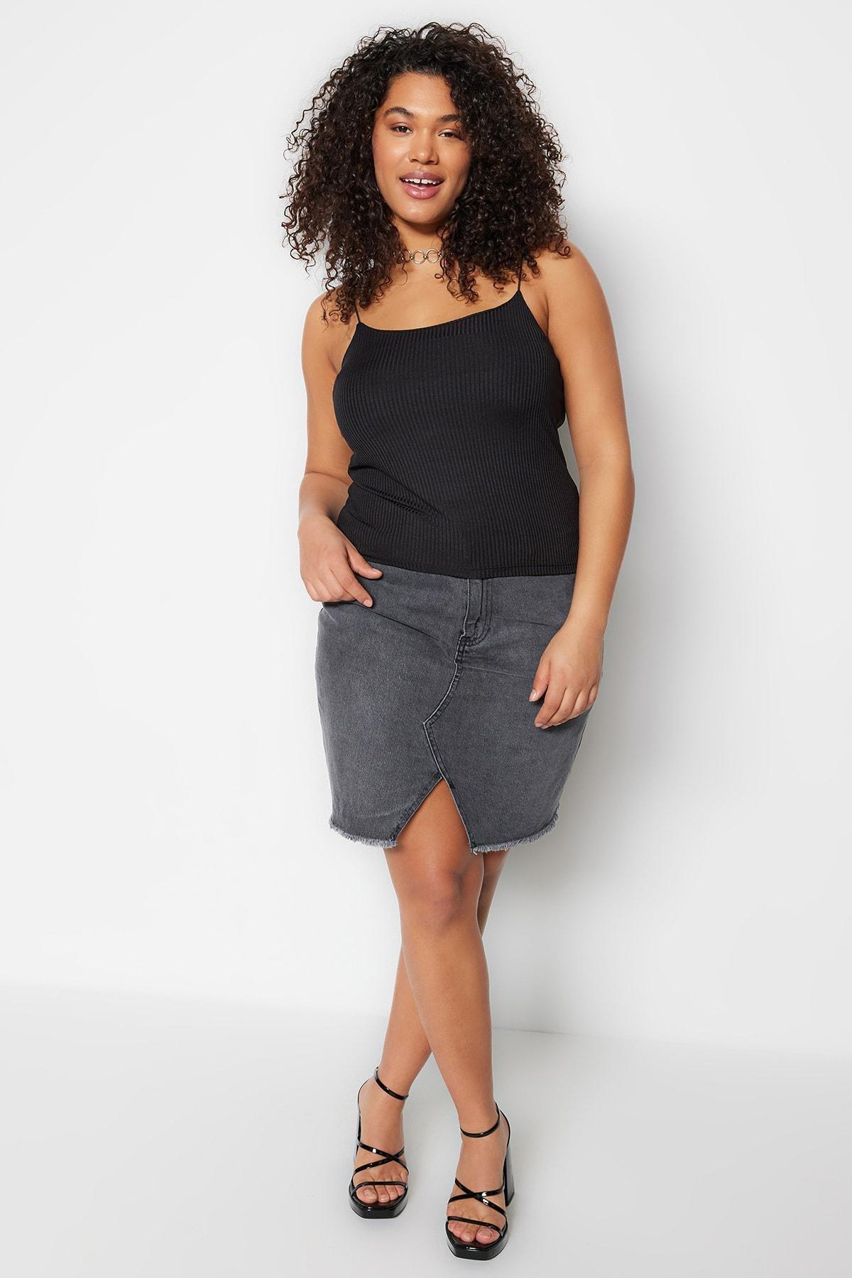 Black Scoop Neck Plus Size Blouse, , large image number 4