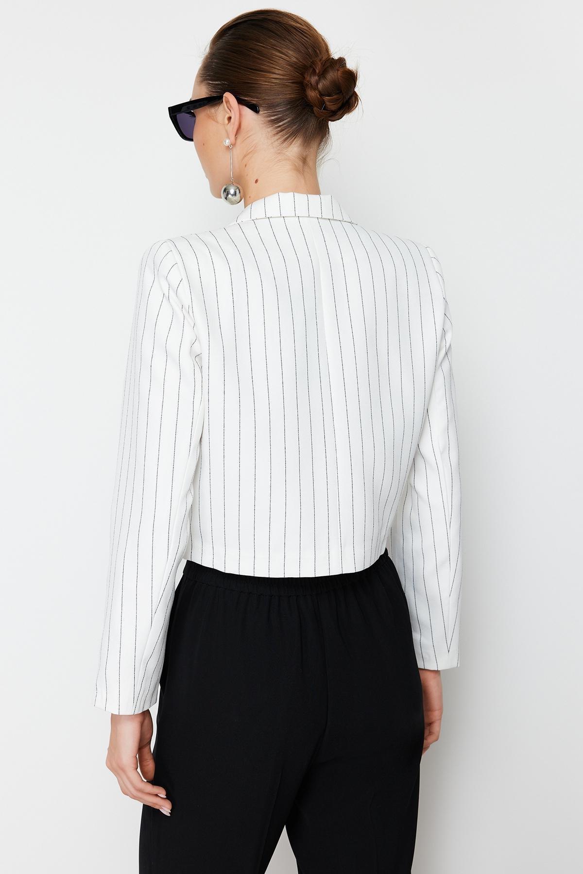 Ecru Regular Crop Blazer Jacket, , large image number 7
