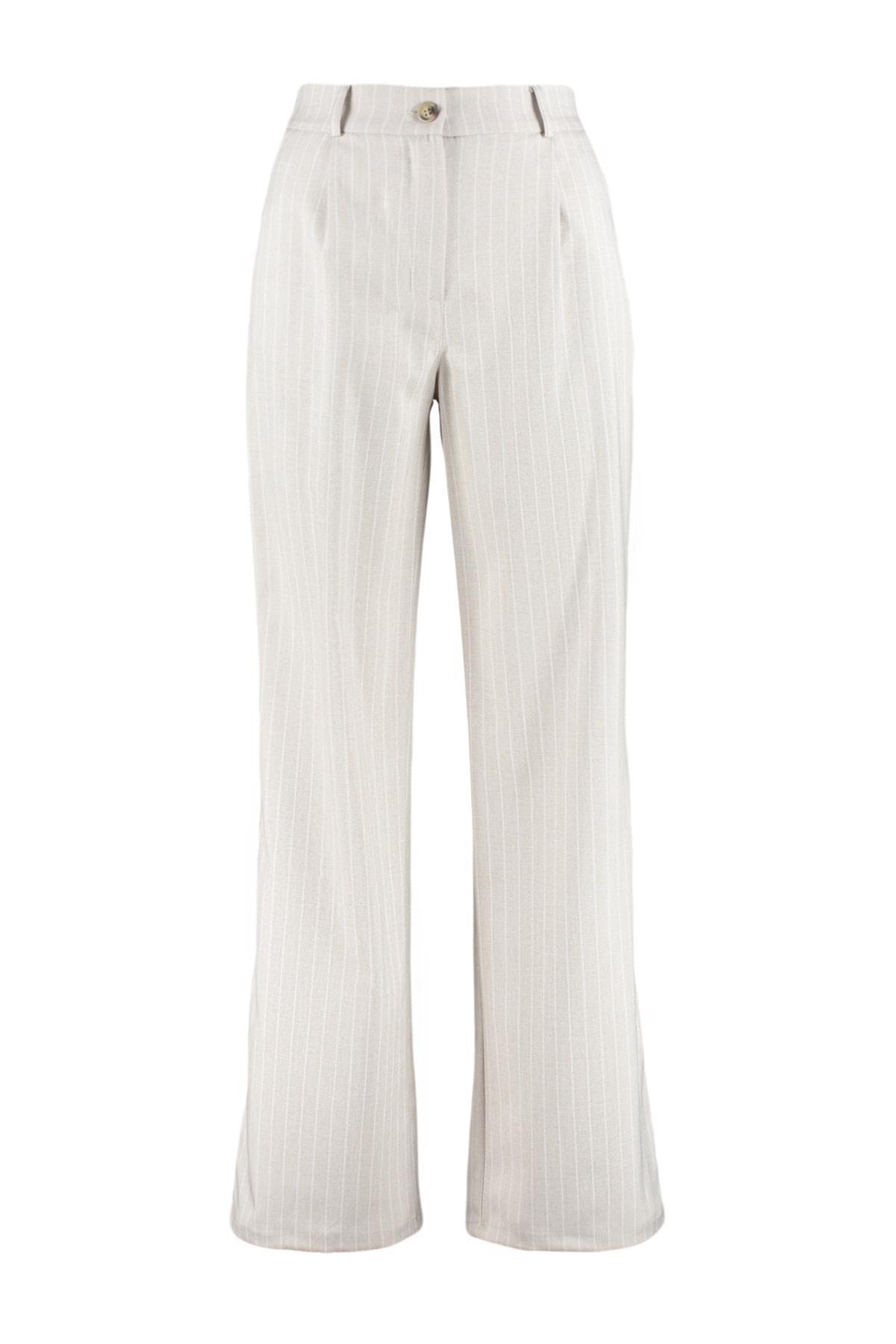 Grey Striped Wide Leg Pants, , large image number 5