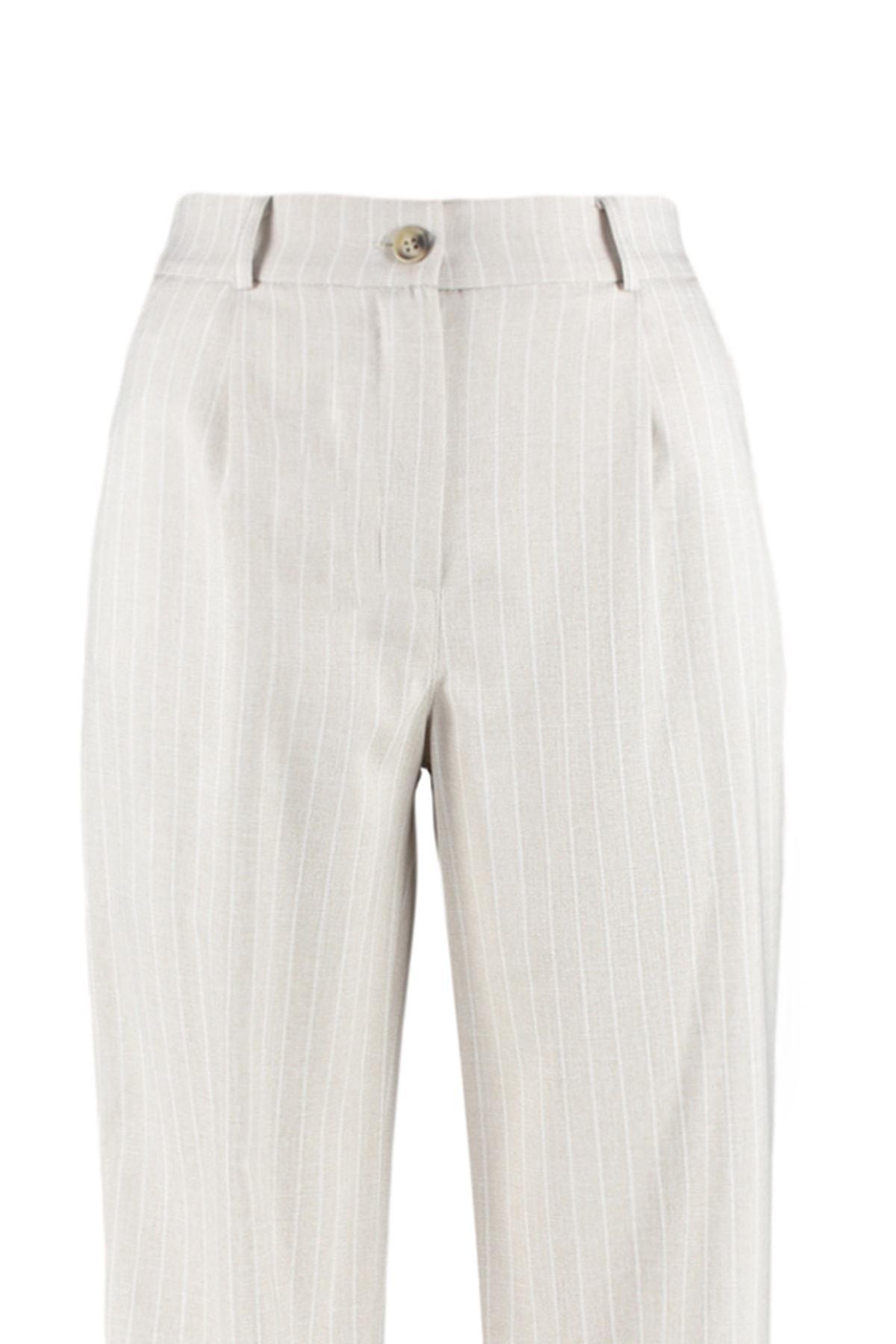 Grey Striped Wide Leg Pants, , large image number 6