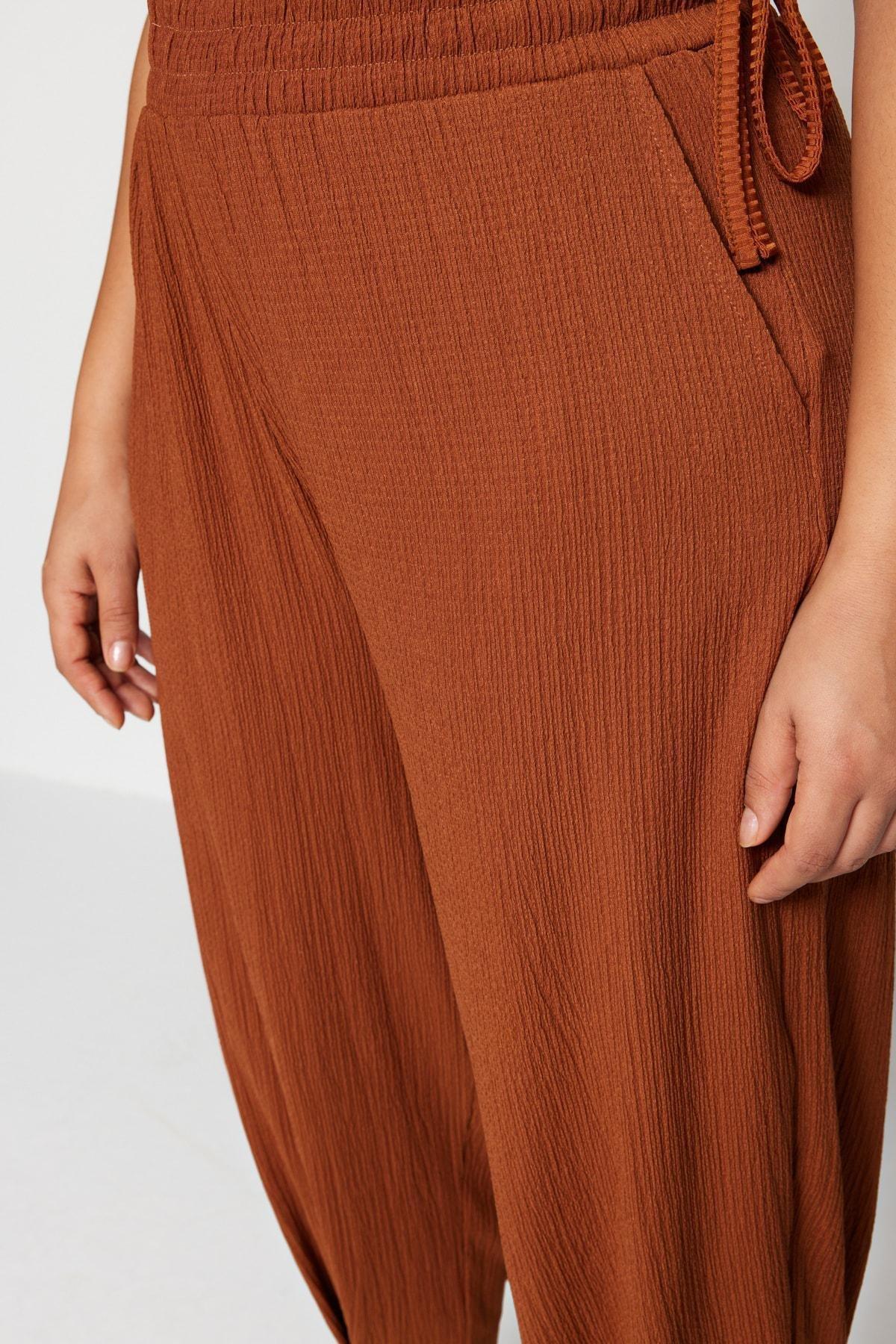 Trendyol - Brown Carrot Pants Plus Size Pants