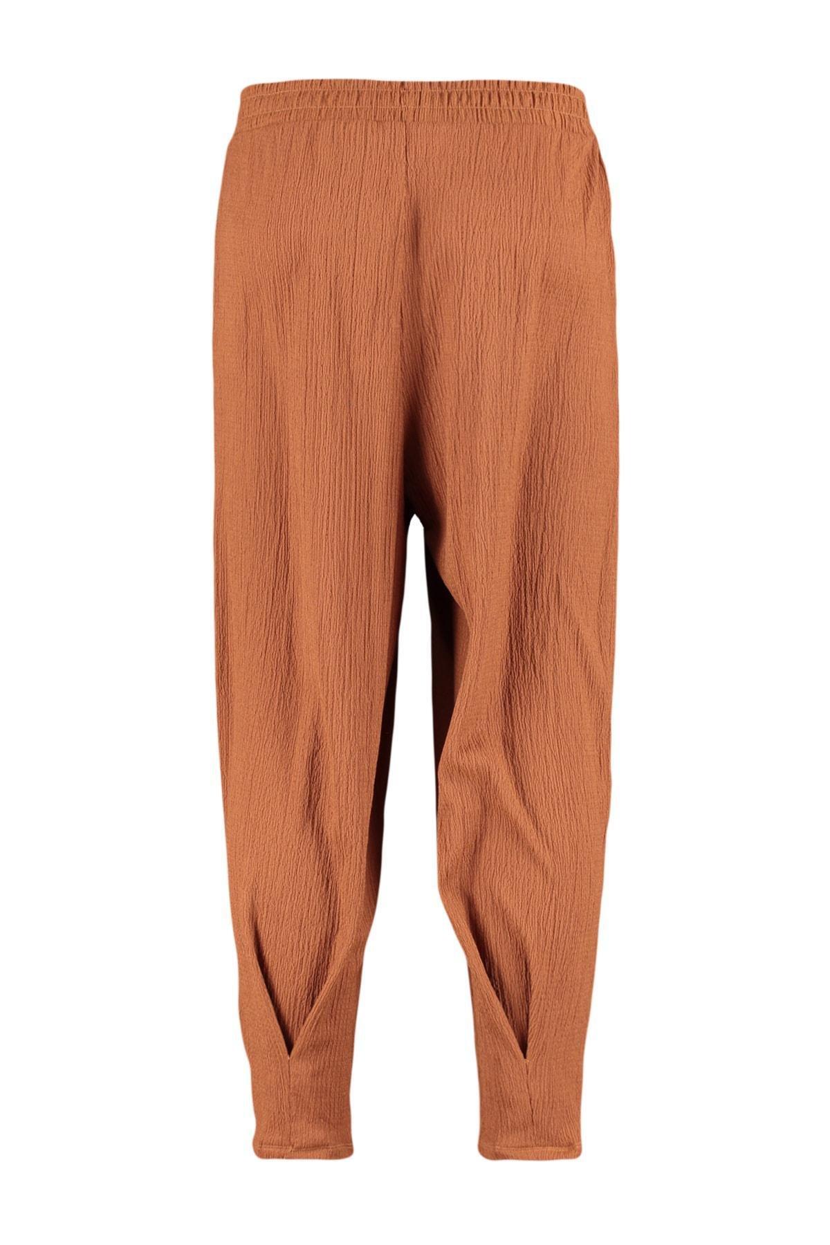 Trendyol - Brown Carrot Pants Plus Size Pants