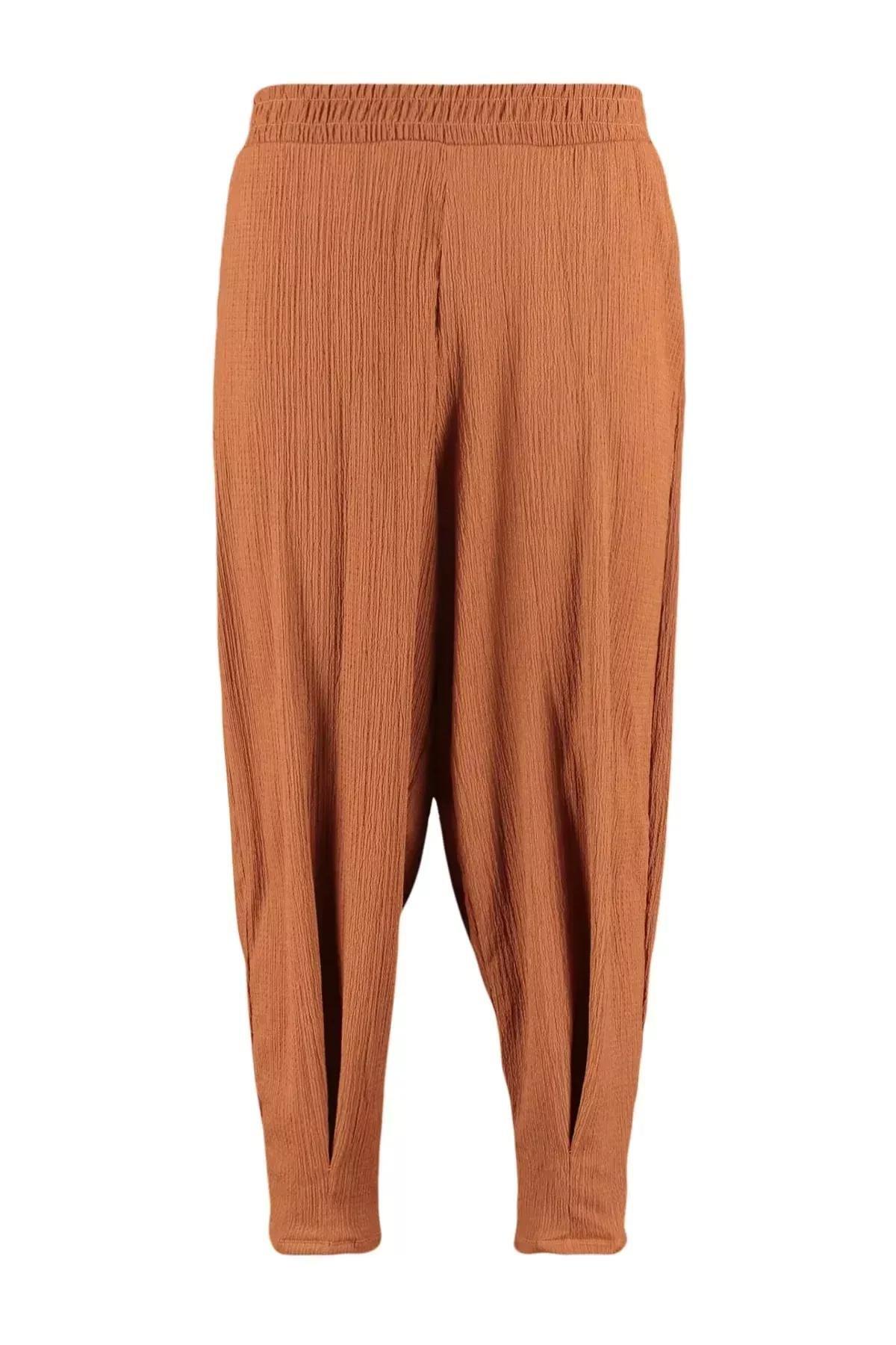 بنطال بقصة كاروت للمقاسات الكبيرة، بني, Brown, large image number 6