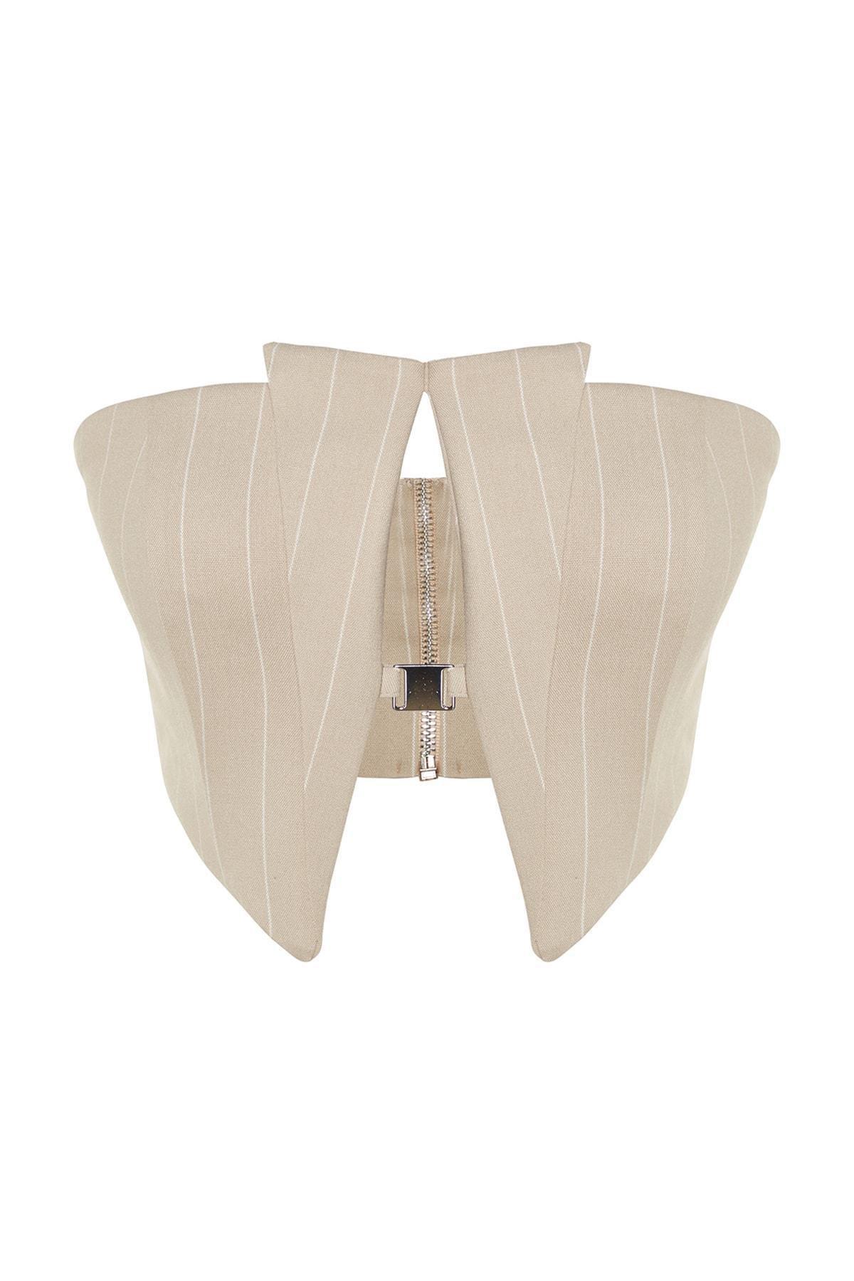 Trendyol - Beige Strapless Crop Top