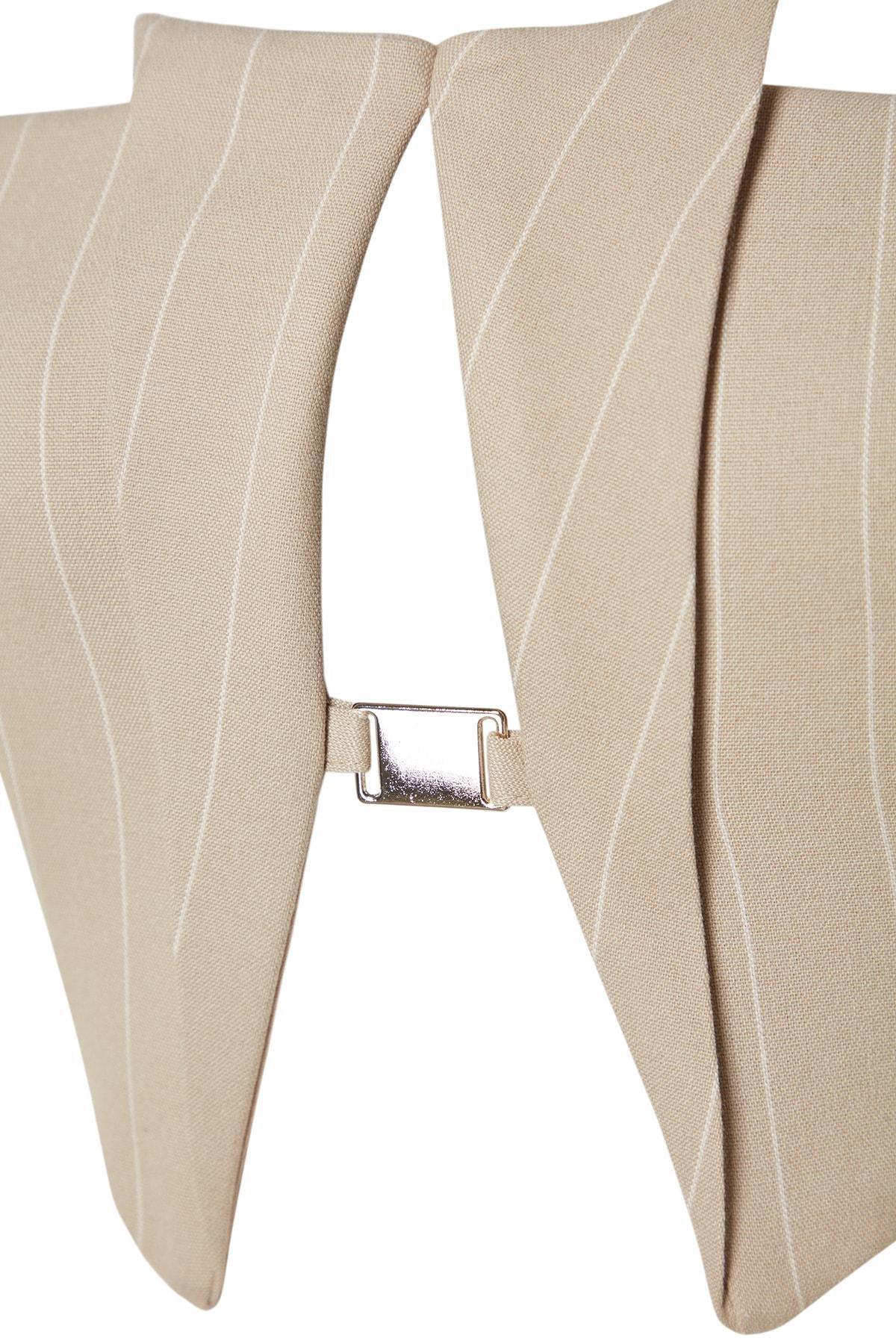 Beige Strapless Crop Top, , large image number 6