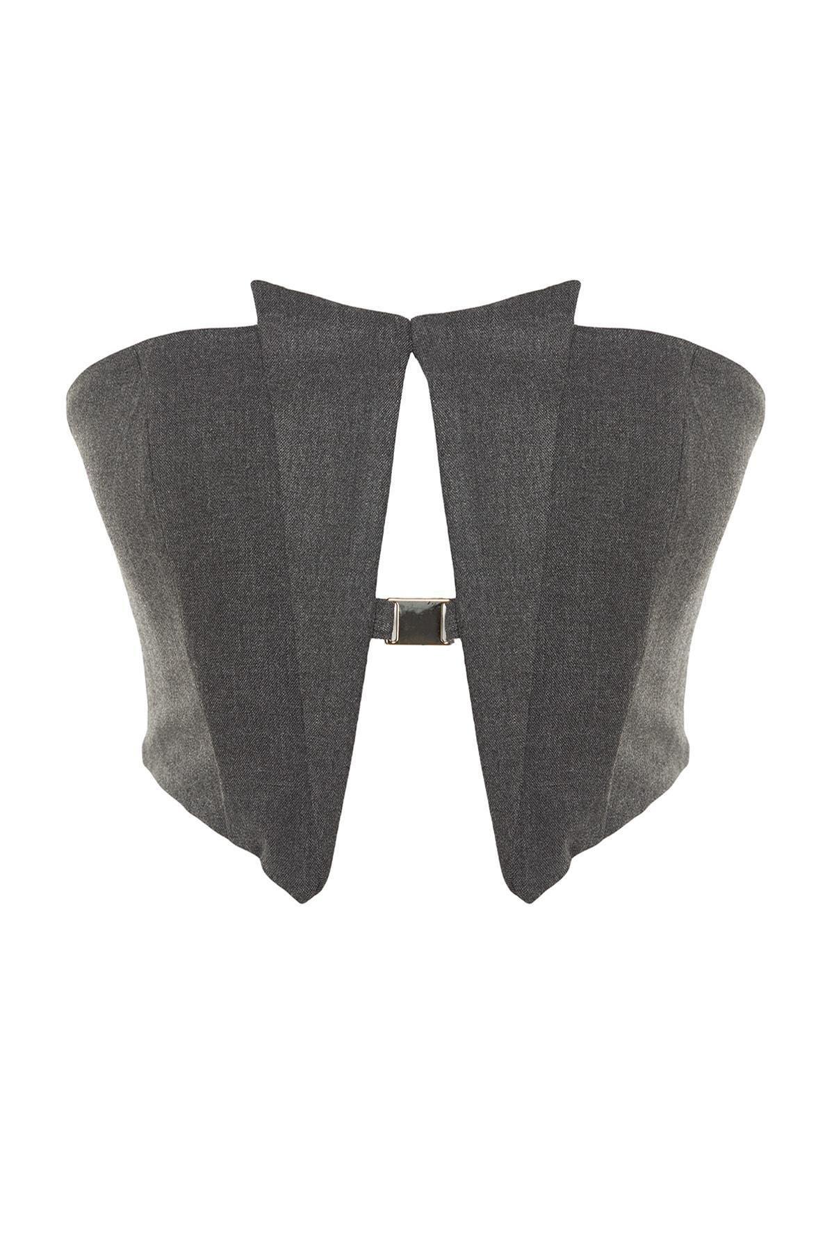 Grey Corsetery-Inspired Bustier, , large image number 2