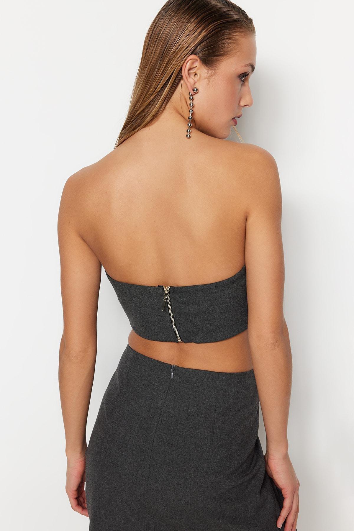 Grey Corsetery-Inspired Bustier, , large image number 7