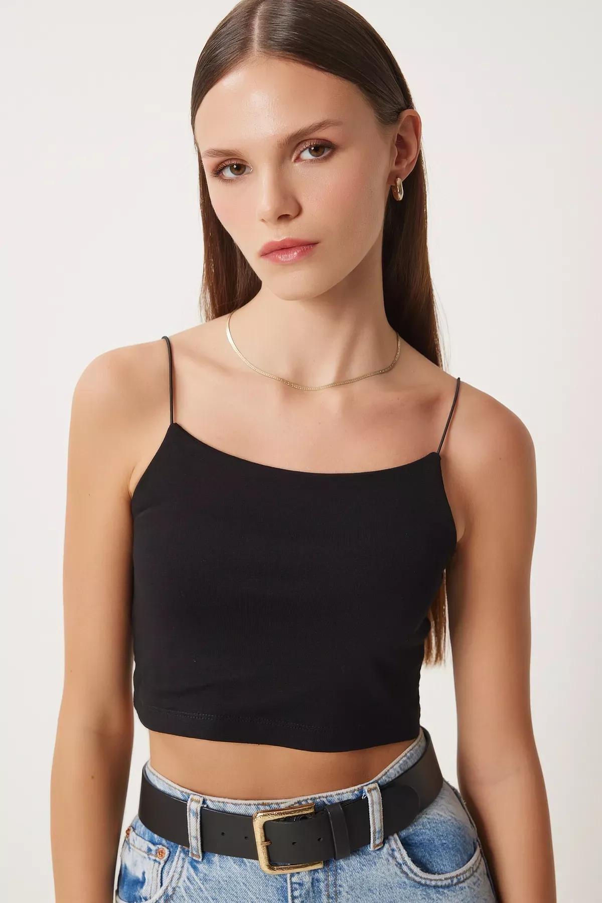 Black Fitted Tank Top, BLACK, medium