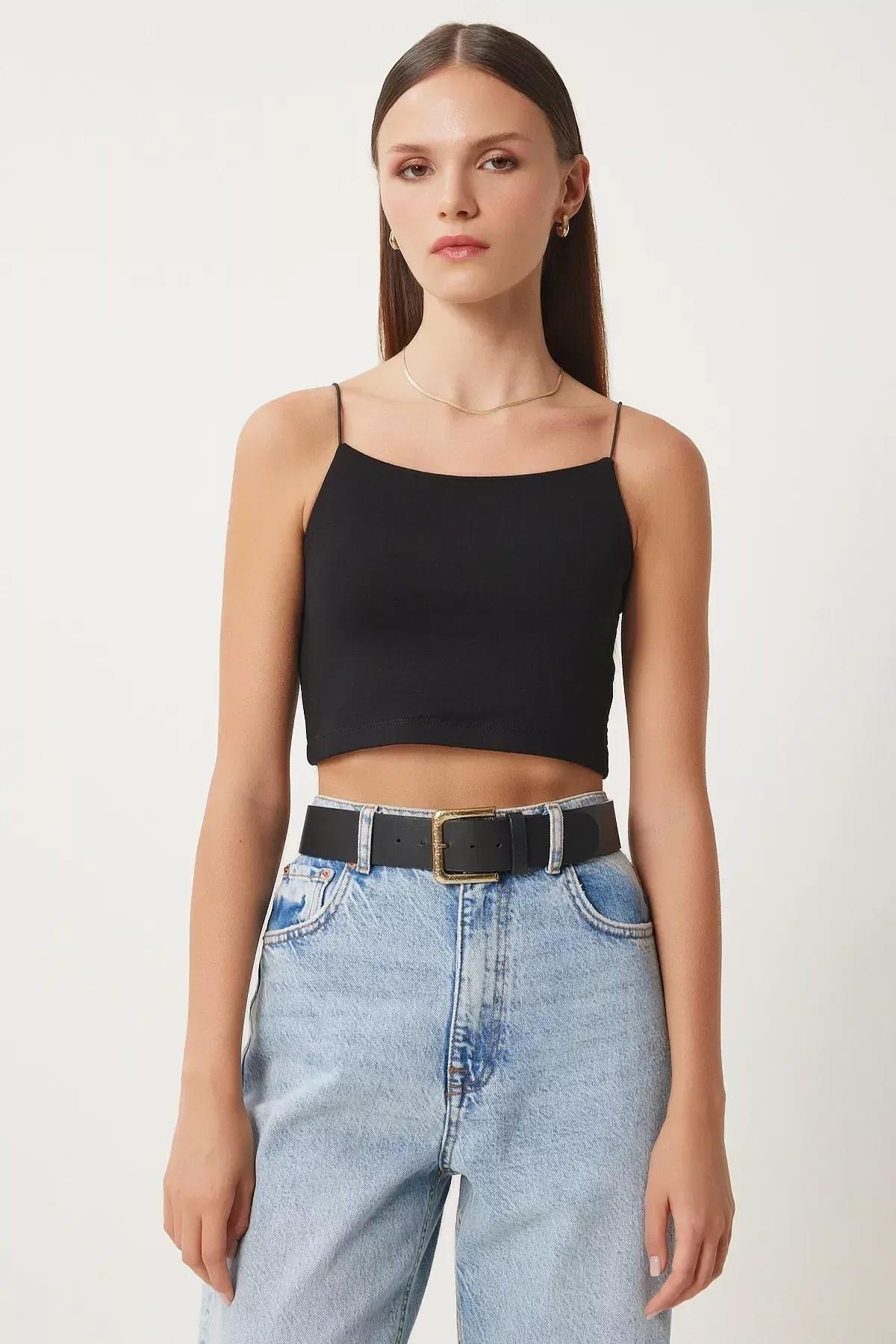 Black Fitted Tank Top, BLACK, medium