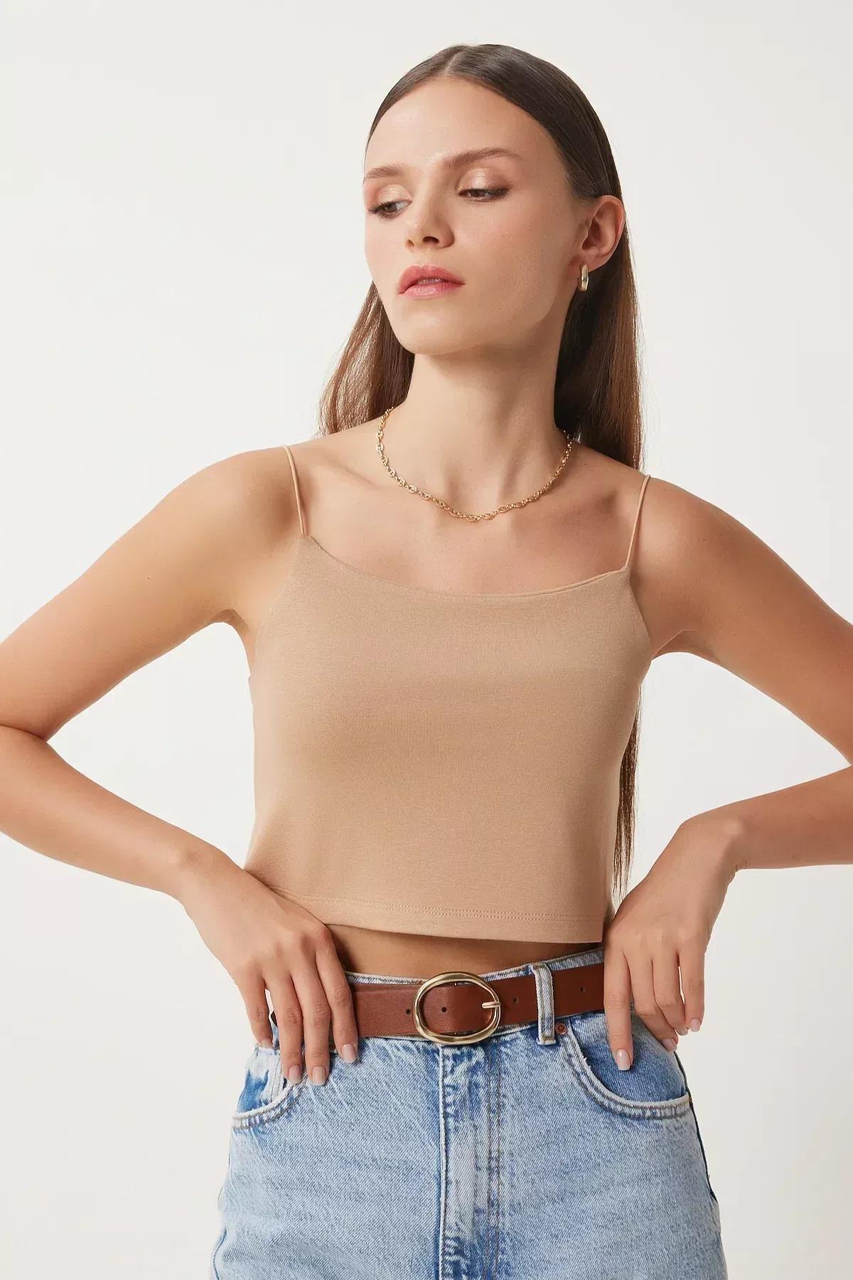 Brown Fitted Tank Top, Mink, medium