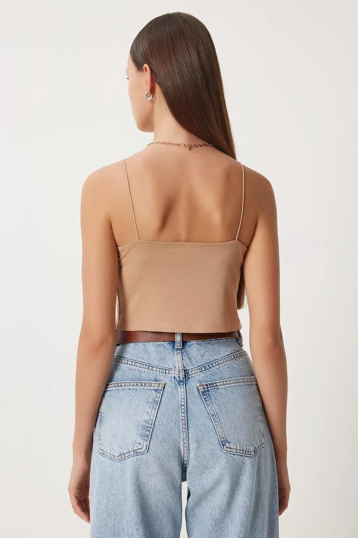 Brown Fitted Tank Top, , large image number 4