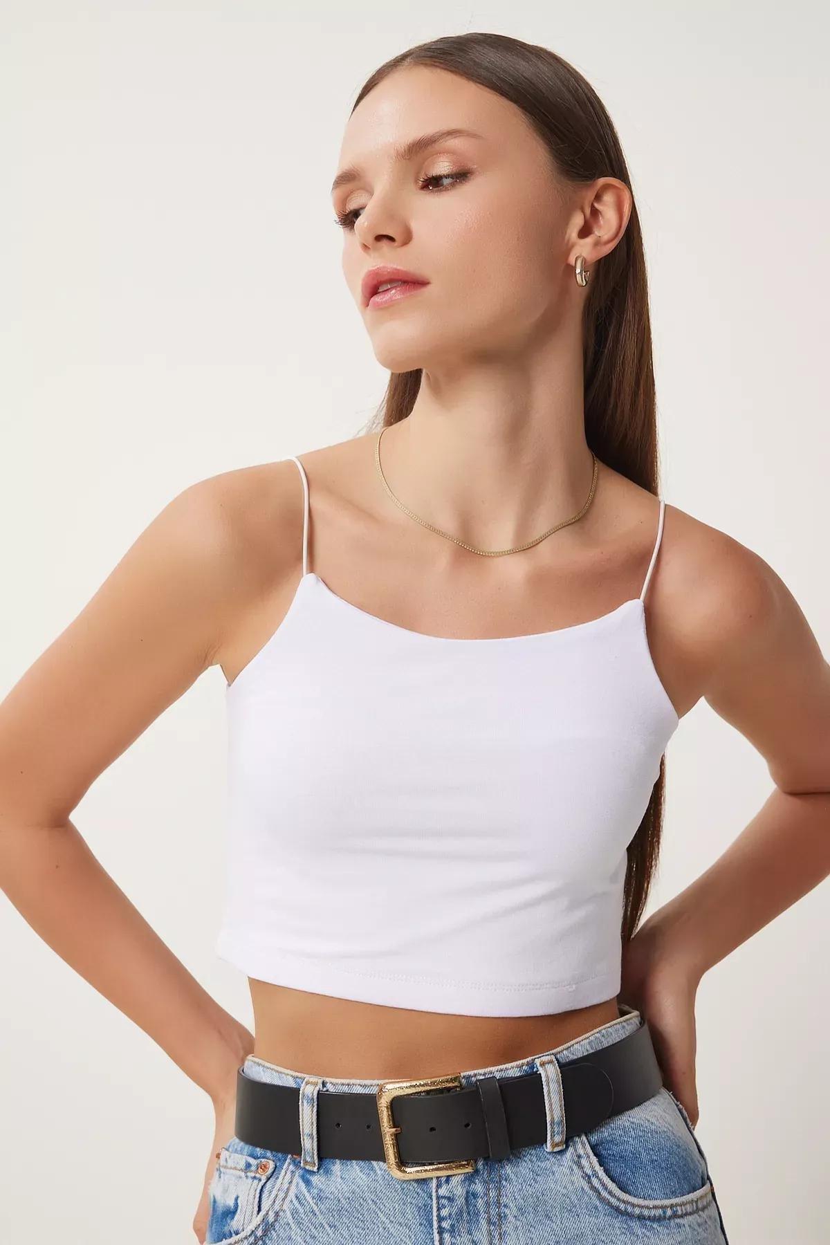 White Fitted Tank Top, White, medium