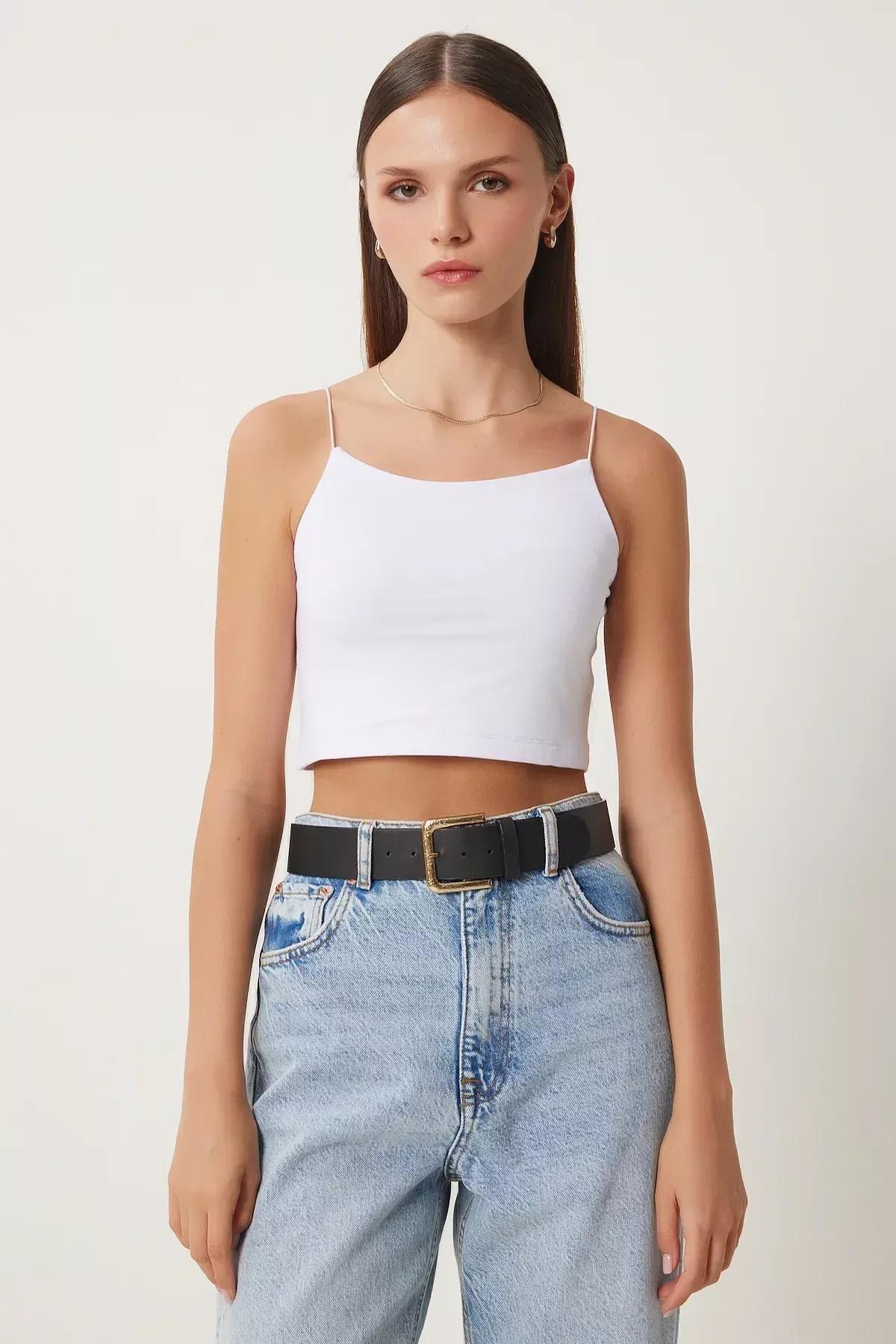 White Fitted Tank Top, White, medium