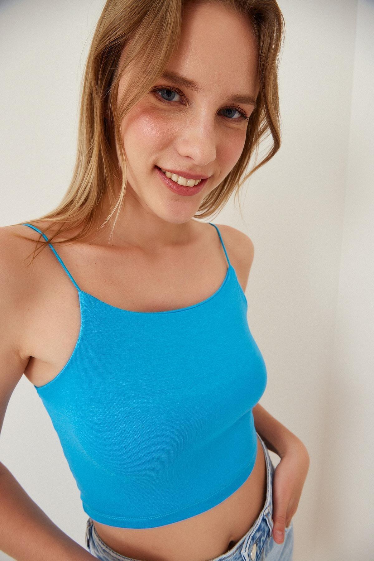 Turquoise Fitted Tank Top, Blue, large image number 0