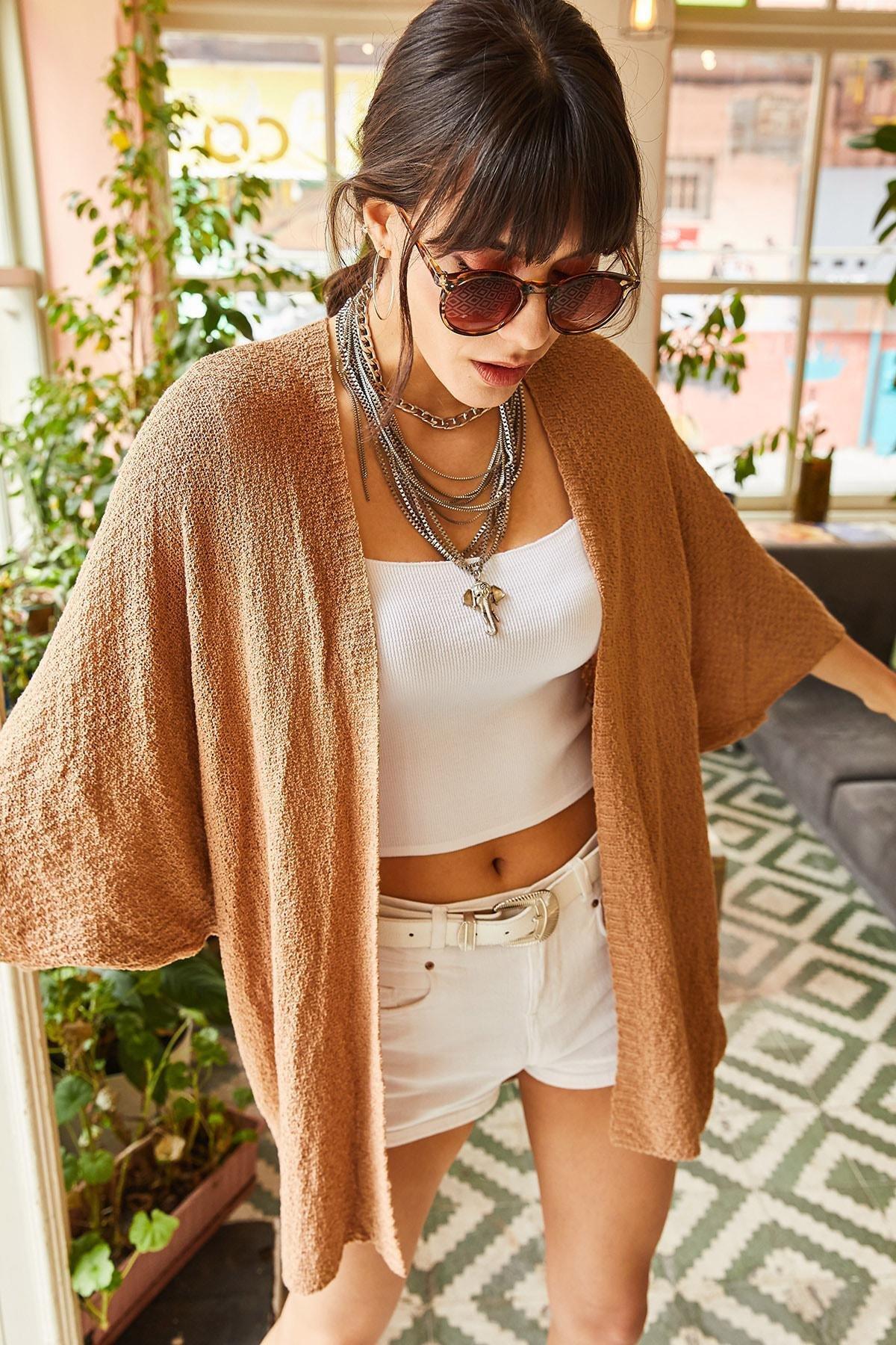 Brown Milk Bat Cardigan, COFFEE WITH MILK, large image number 0