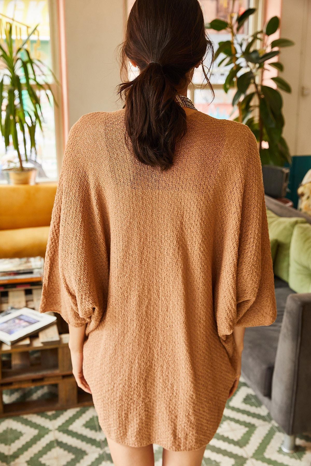 Brown Milk Bat Cardigan, COFFEE WITH MILK, large image number 4