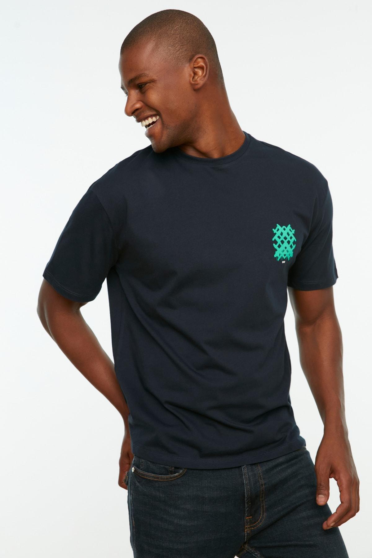 Navy Relaxed Crew Neck T-Shirt, , large image number 2