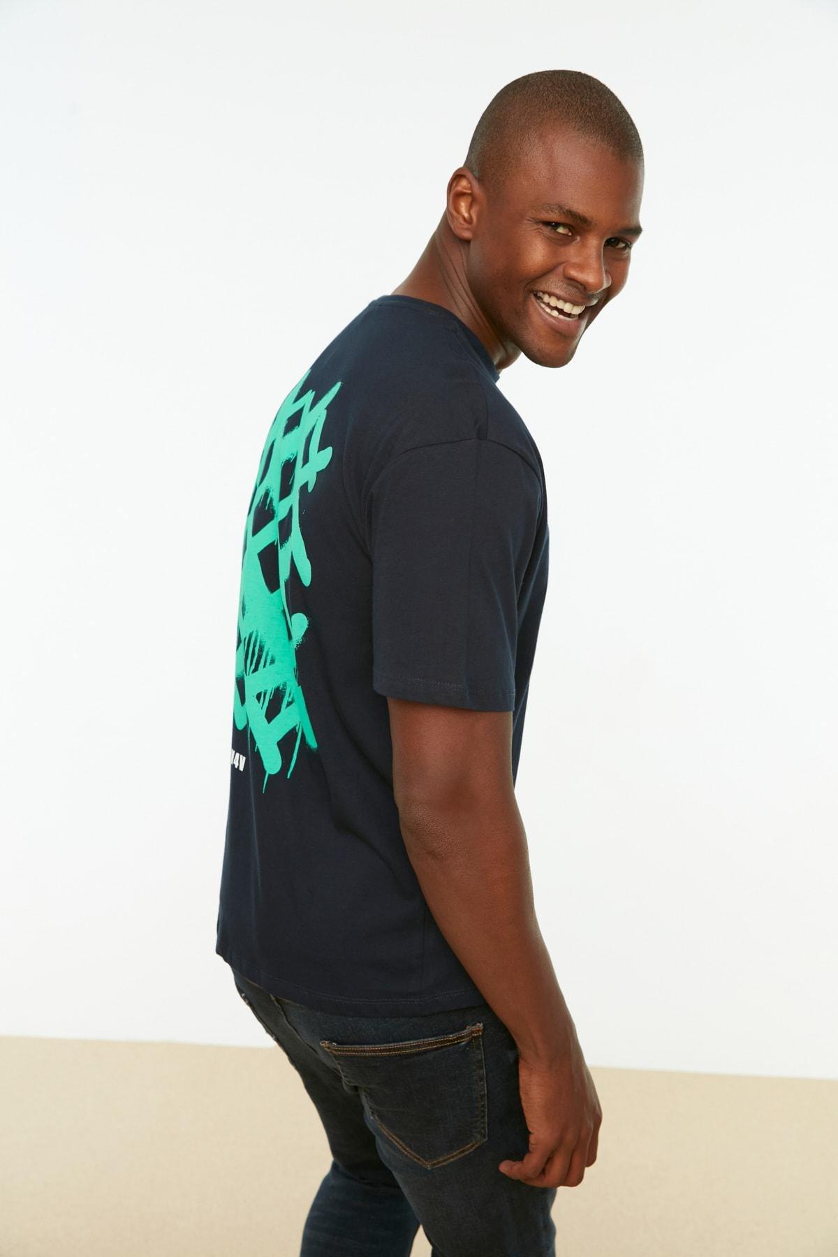 Navy Relaxed Crew Neck T-Shirt, , large image number 3