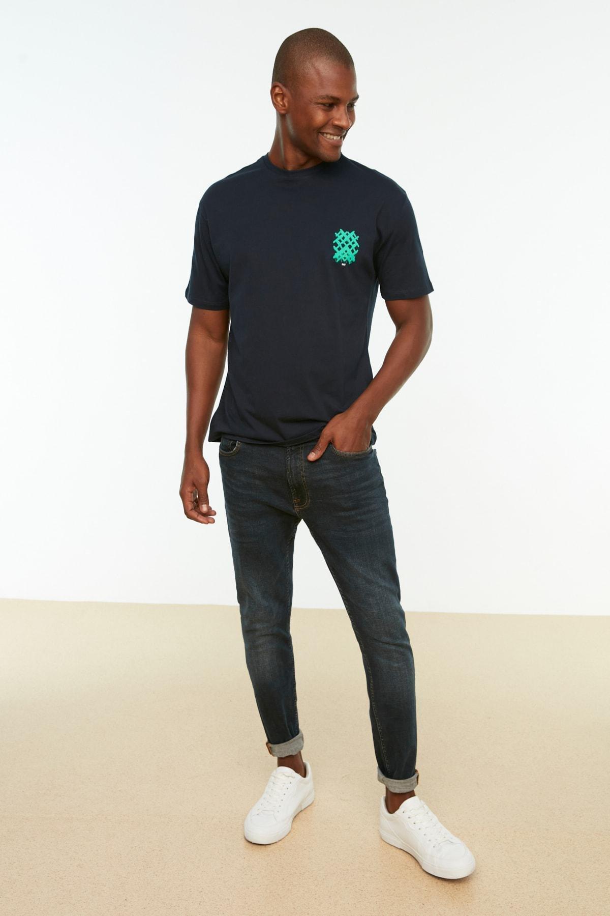 Navy Relaxed Crew Neck T-Shirt, , large image number 4