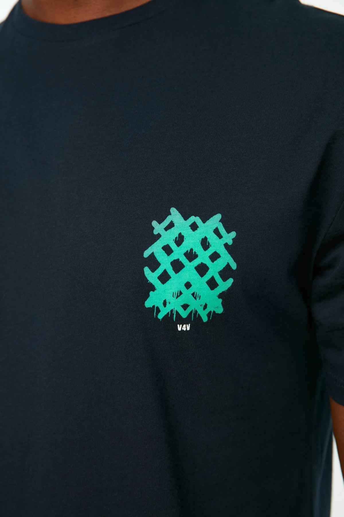 Navy Relaxed Crew Neck T-Shirt, , large image number 5