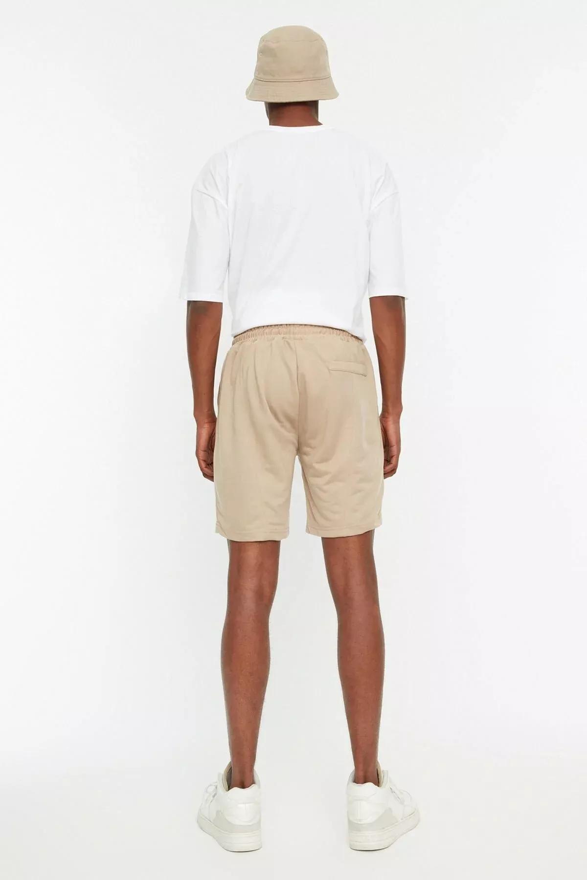 Beige Normal Waist Straight Shorts, Beige, large image number 4