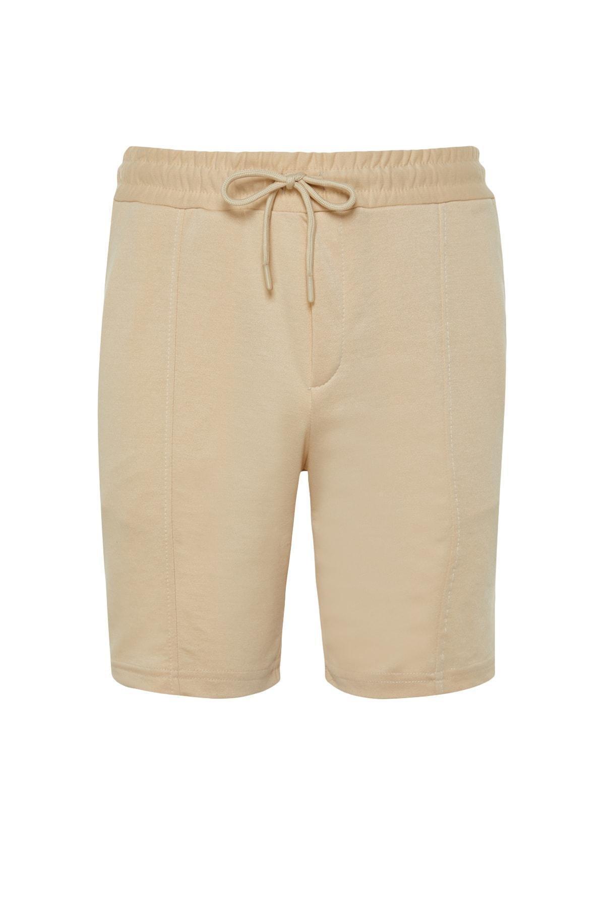 Beige Normal Waist Straight Shorts, , large image number 5