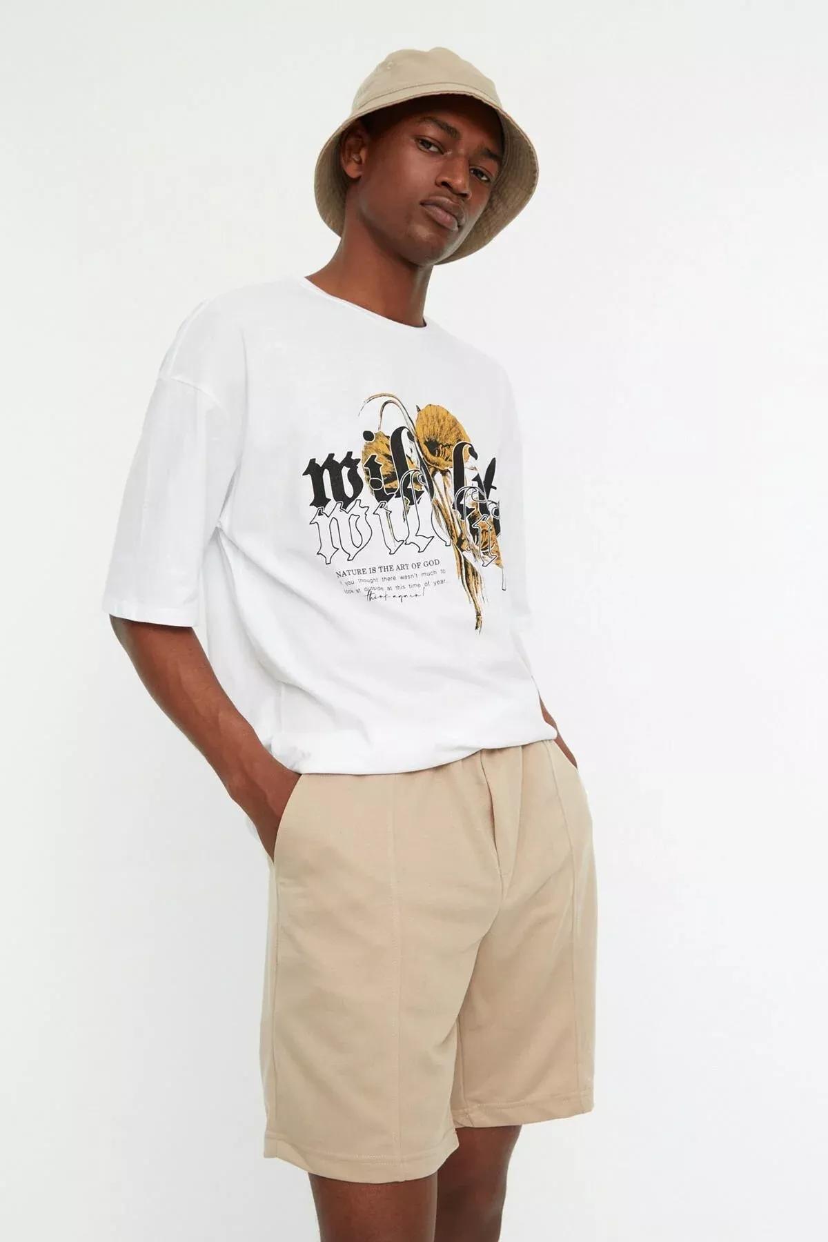 Beige Normal Waist Straight Shorts, Beige, large image number 5