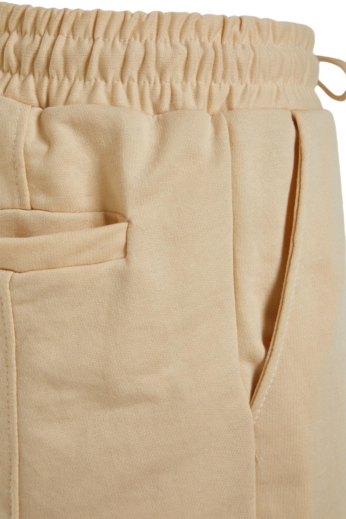 Beige Normal Waist Straight Shorts, , large image number 6