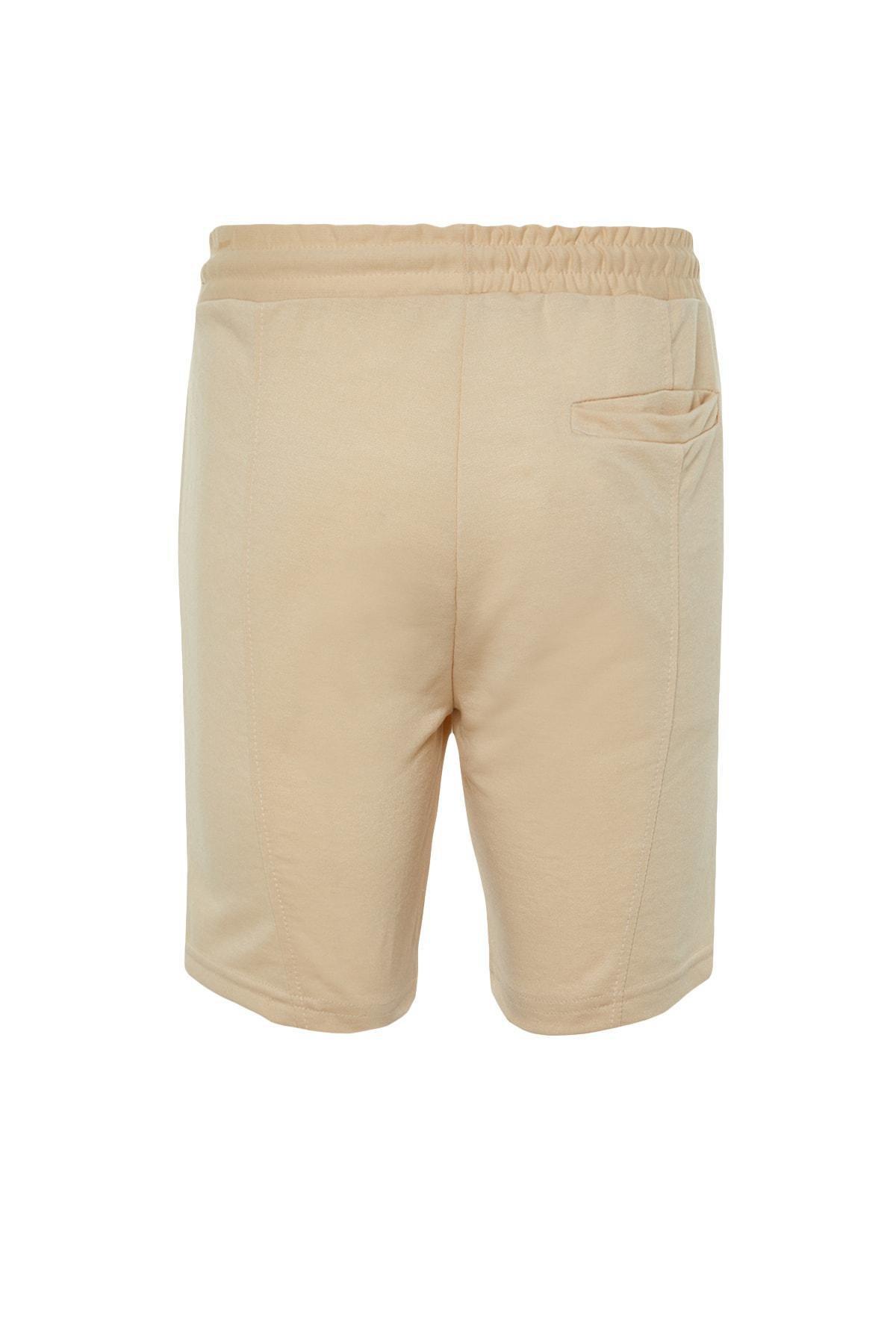 Beige Normal Waist Straight Shorts, , large image number 7