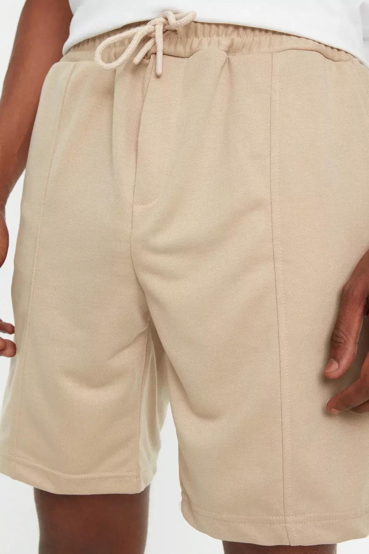 Beige Normal Waist Straight Shorts, Beige, large image number 7