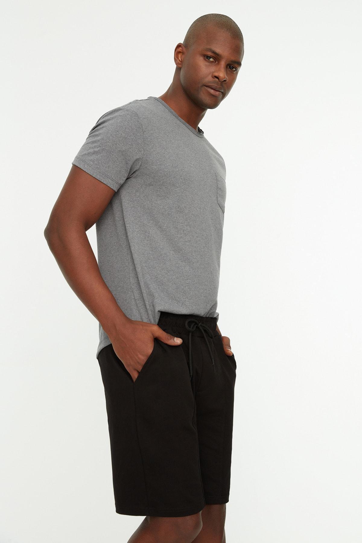 Black Mid Waist Midi Shorts, , large image number 2